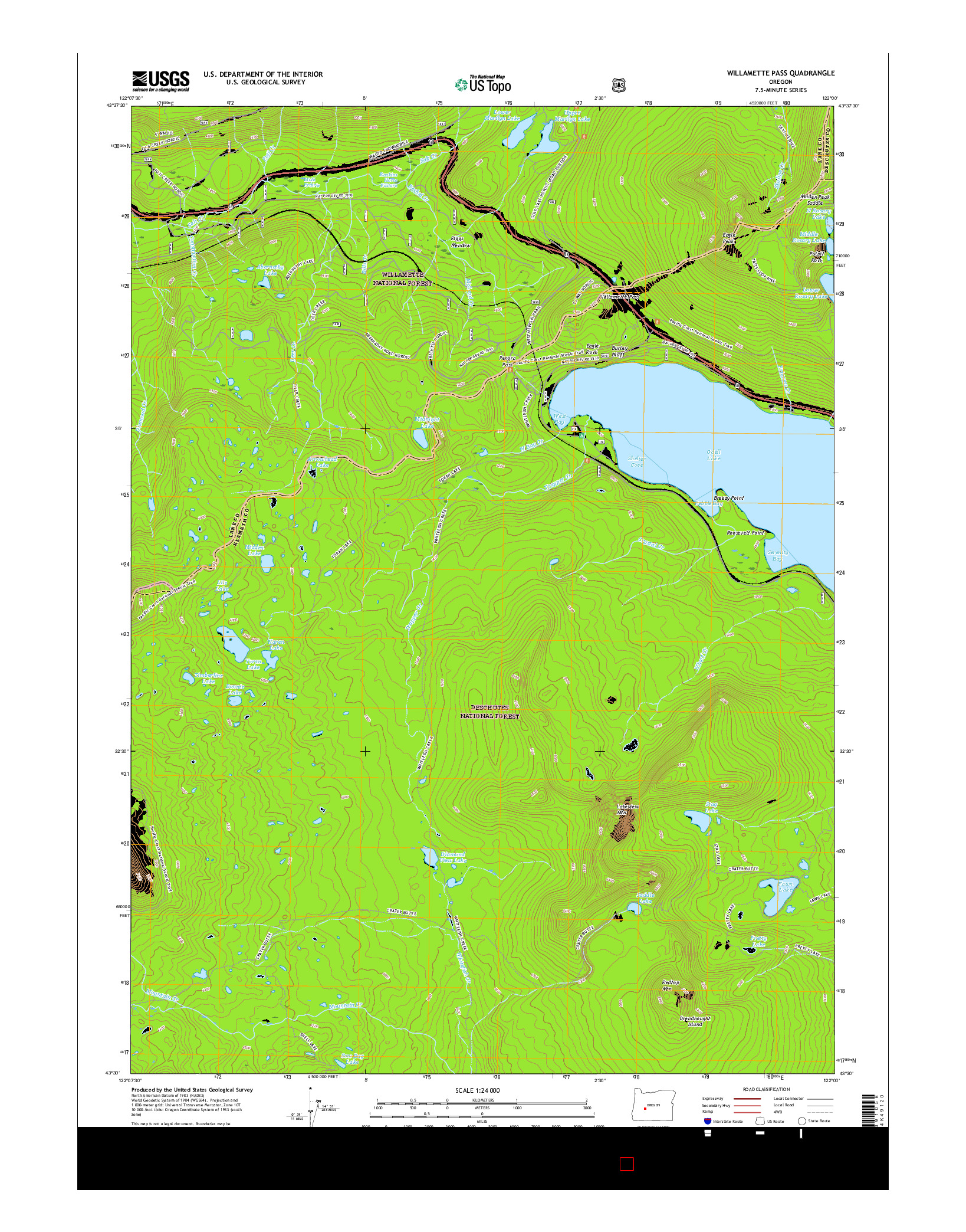 USGS US TOPO 7.5-MINUTE MAP FOR WILLAMETTE PASS, OR 2017