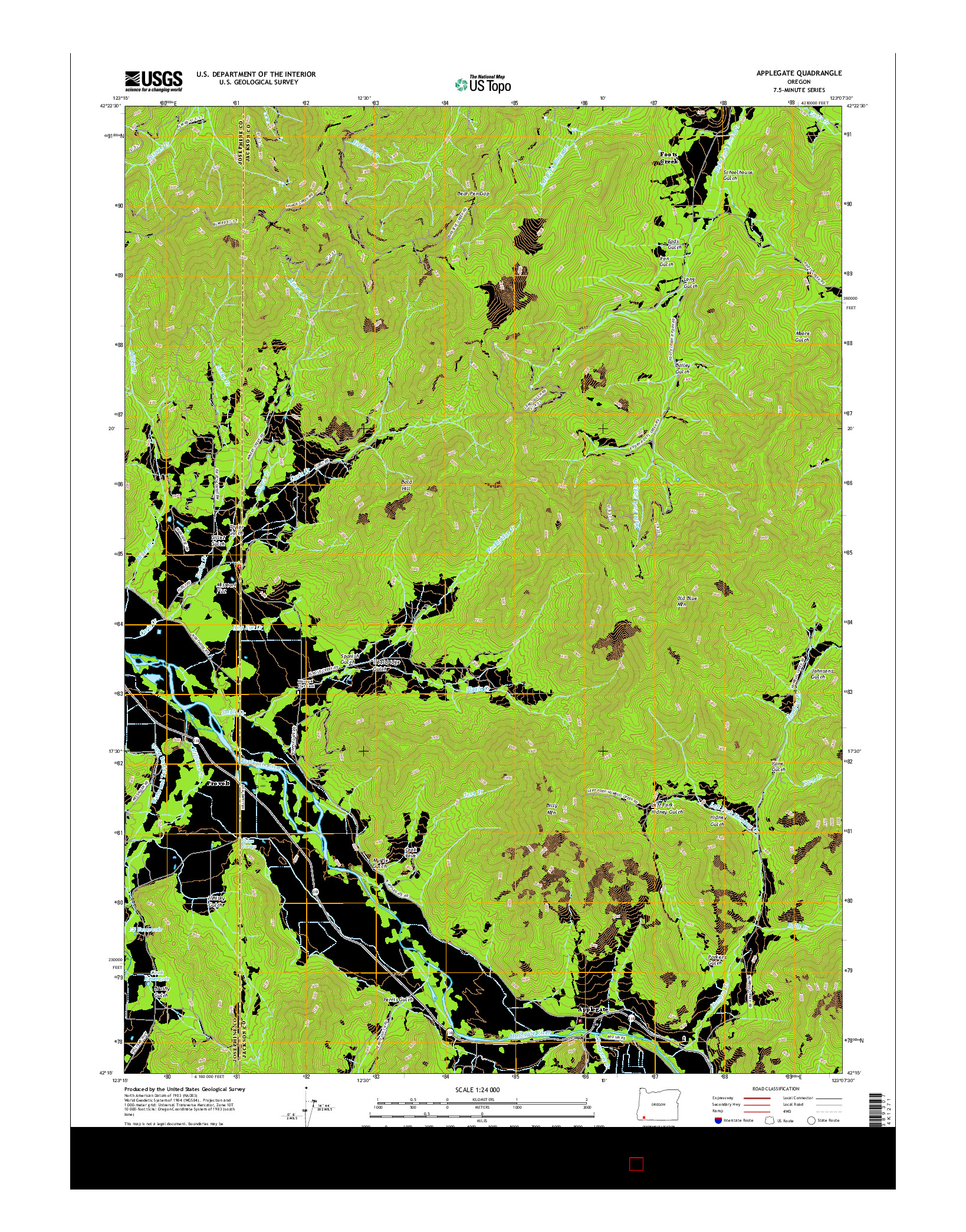 USGS US TOPO 7.5-MINUTE MAP FOR APPLEGATE, OR 2017