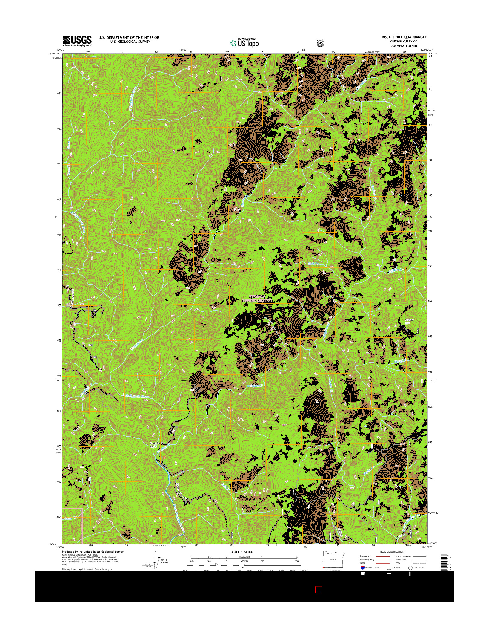 USGS US TOPO 7.5-MINUTE MAP FOR BISCUIT HILL, OR 2017