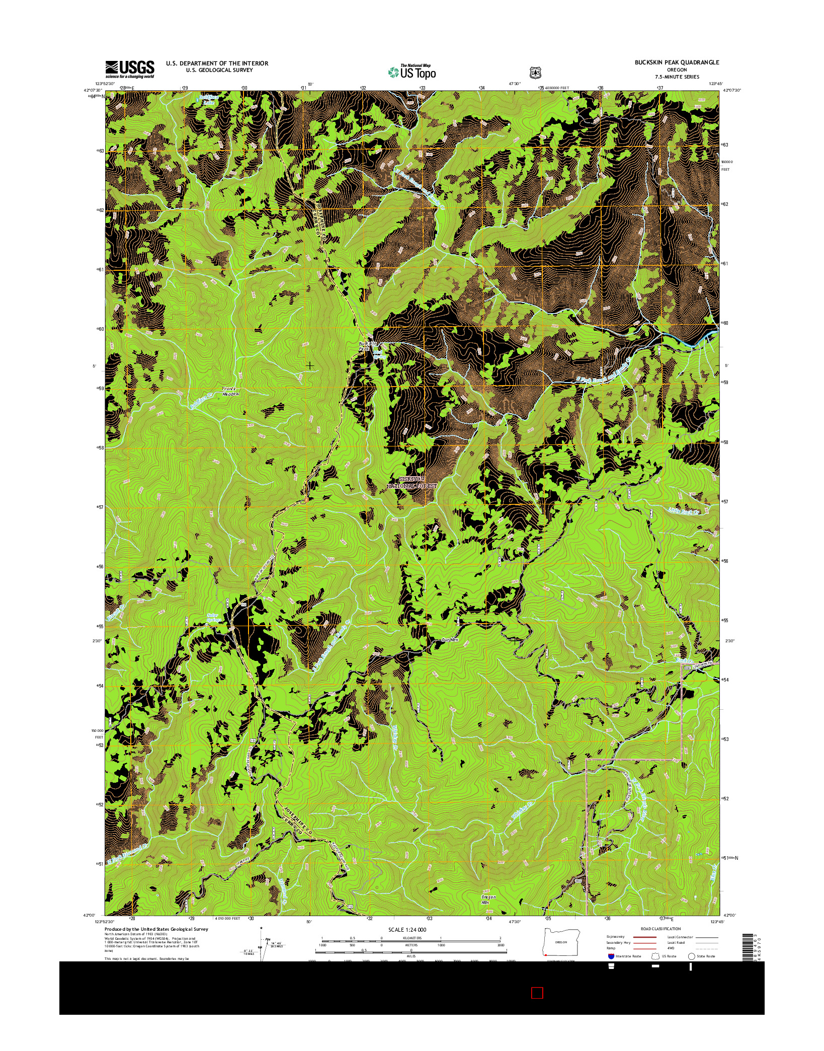 USGS US TOPO 7.5-MINUTE MAP FOR BUCKSKIN PEAK, OR 2017