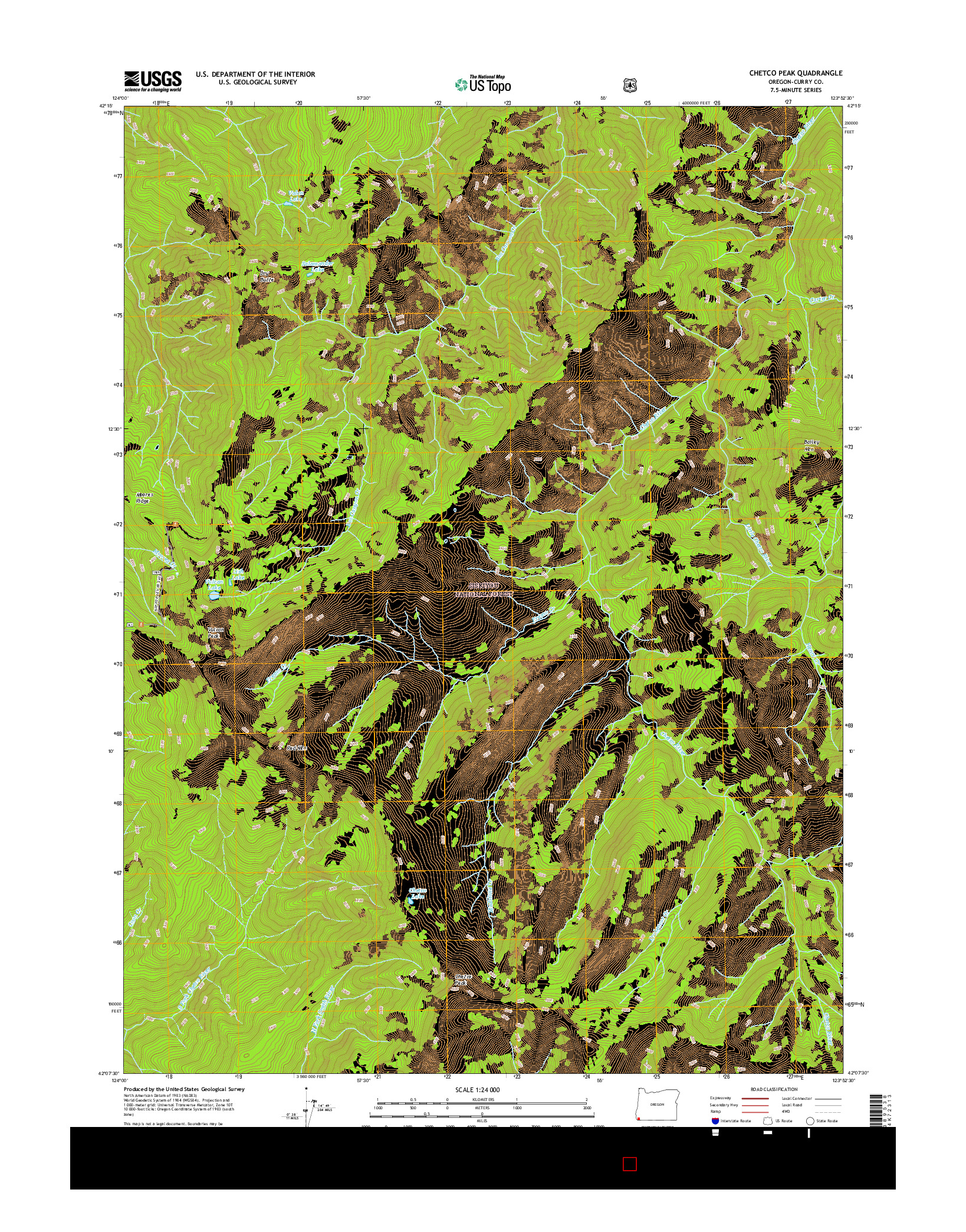 USGS US TOPO 7.5-MINUTE MAP FOR CHETCO PEAK, OR 2017