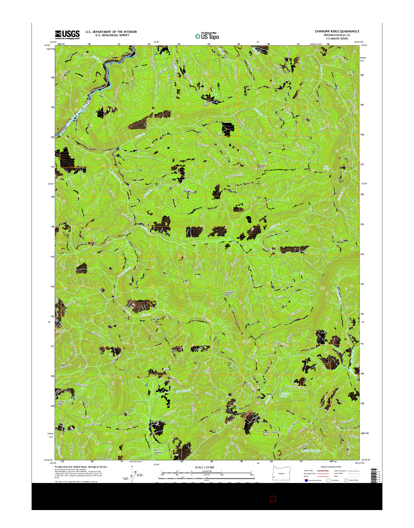 USGS US TOPO 7.5-MINUTE MAP FOR CHIPMUNK RIDGE, OR 2017