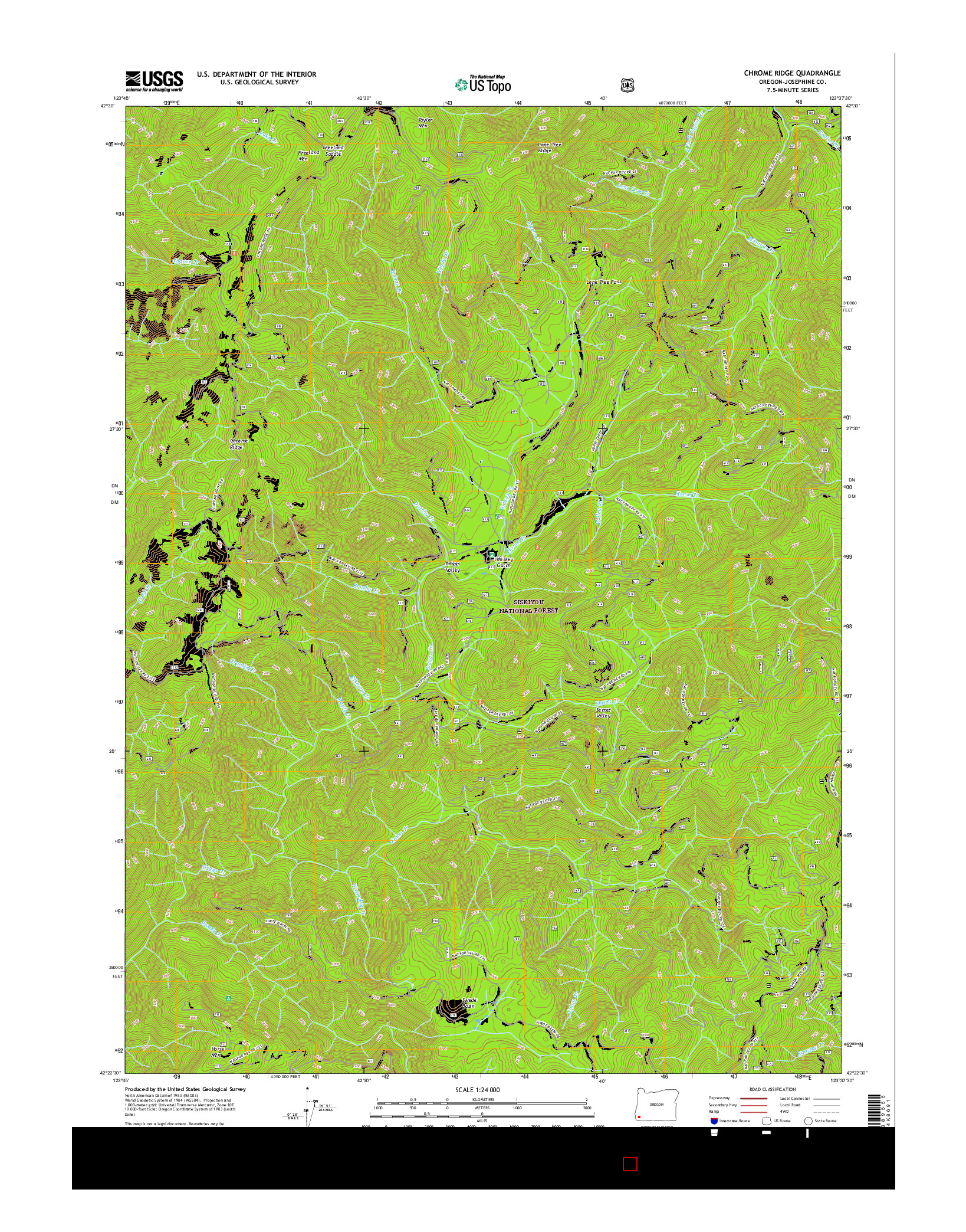 USGS US TOPO 7.5-MINUTE MAP FOR CHROME RIDGE, OR 2017