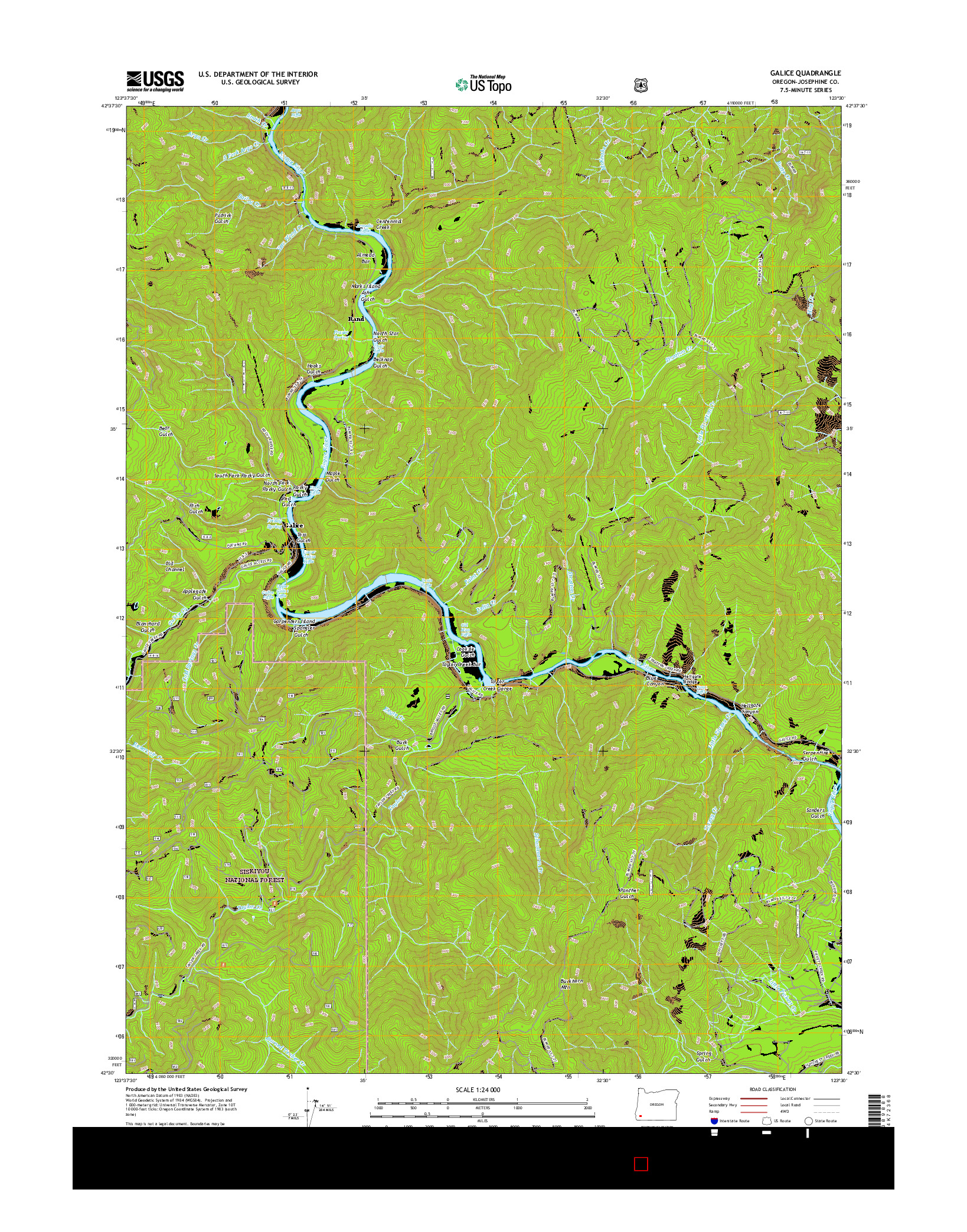 USGS US TOPO 7.5-MINUTE MAP FOR GALICE, OR 2017