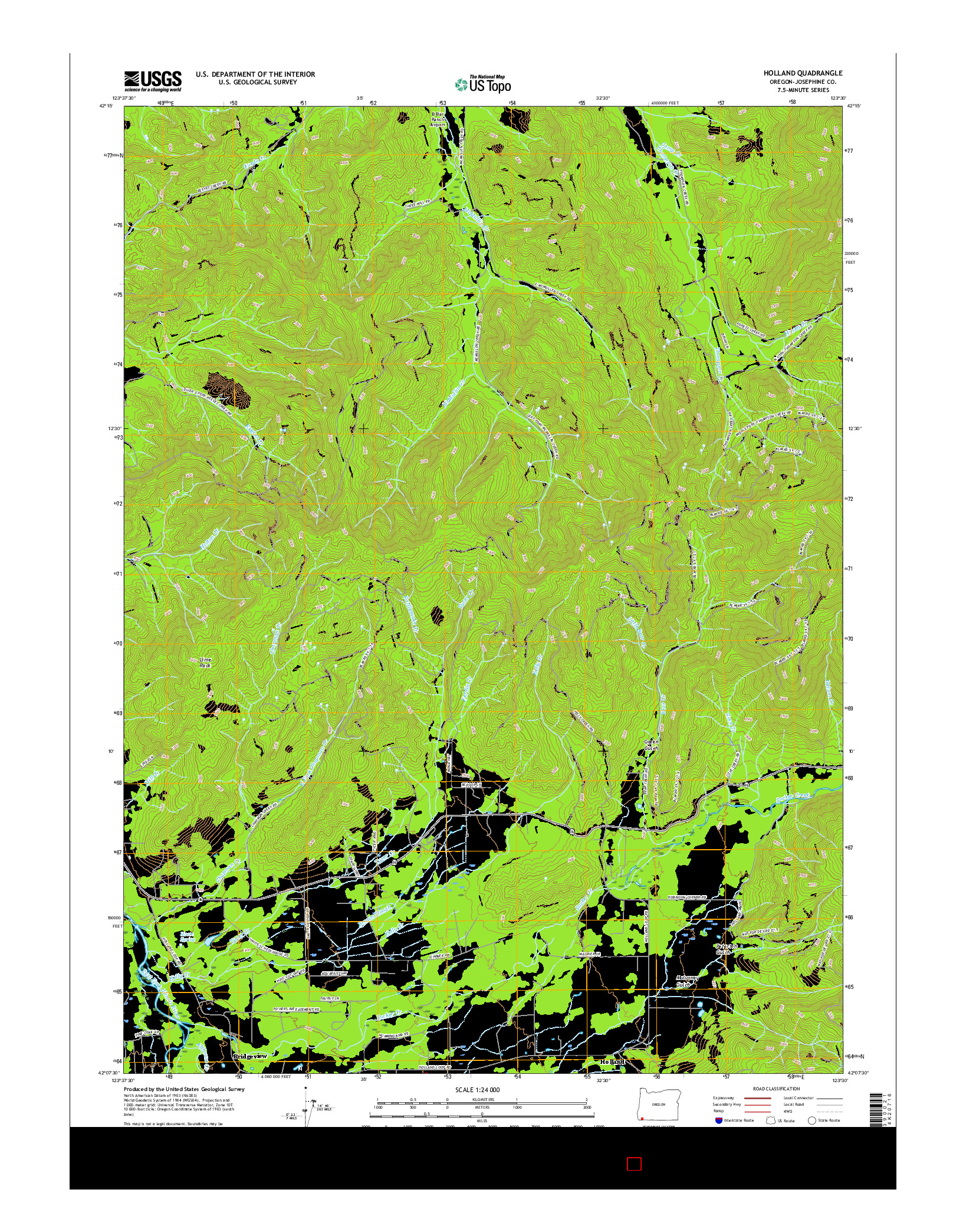 USGS US TOPO 7.5-MINUTE MAP FOR HOLLAND, OR 2017