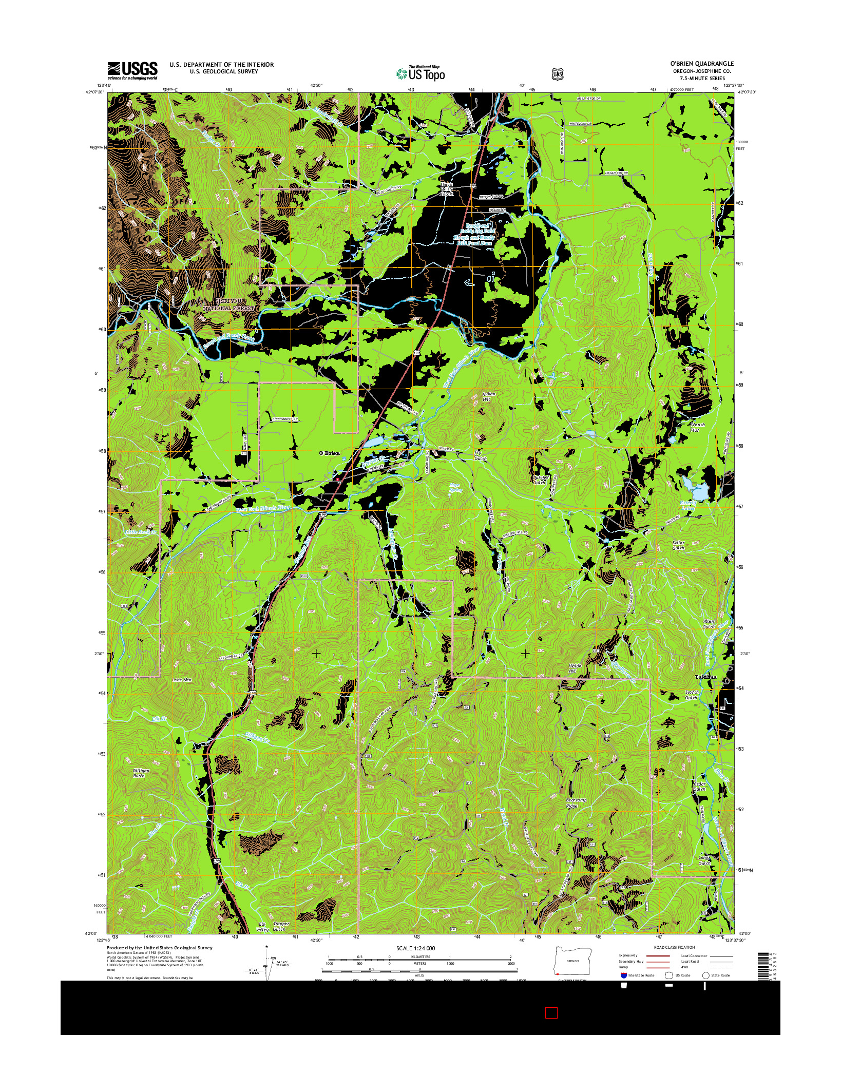 USGS US TOPO 7.5-MINUTE MAP FOR O'BRIEN, OR 2017