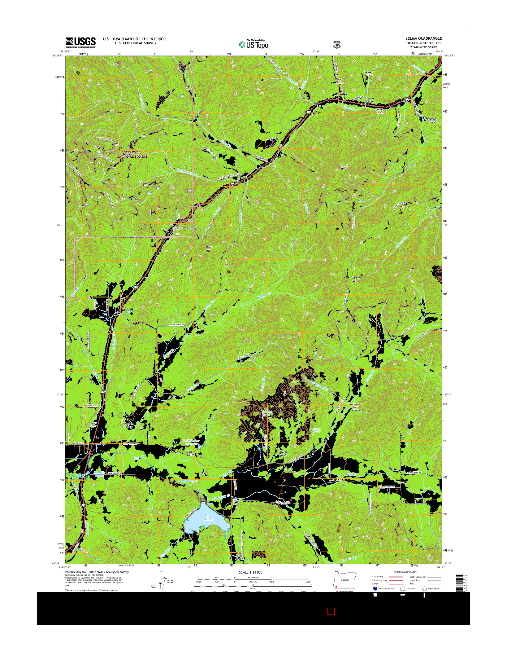 USGS US TOPO 7.5-MINUTE MAP FOR SELMA, OR 2017