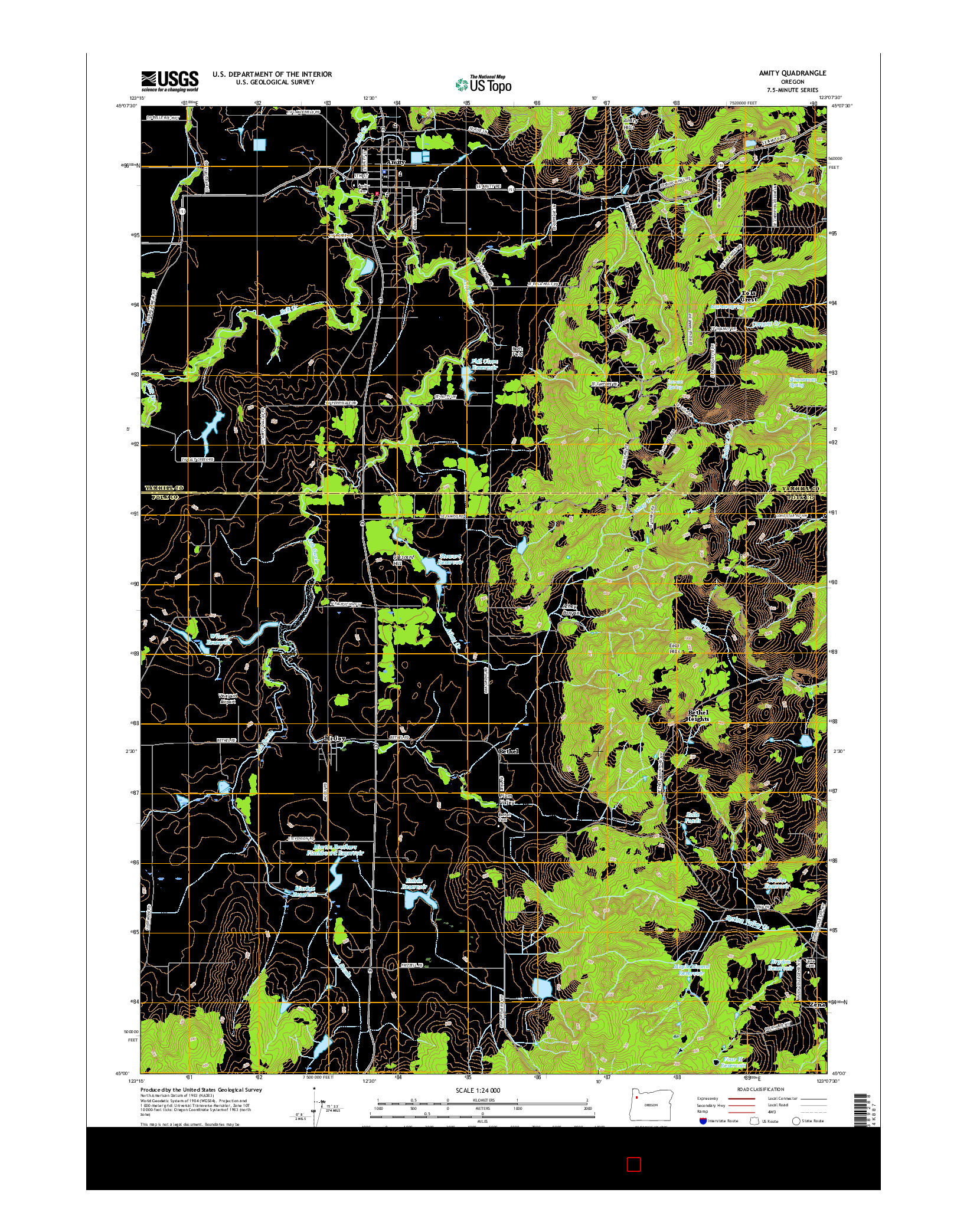 USGS US TOPO 7.5-MINUTE MAP FOR AMITY, OR 2017