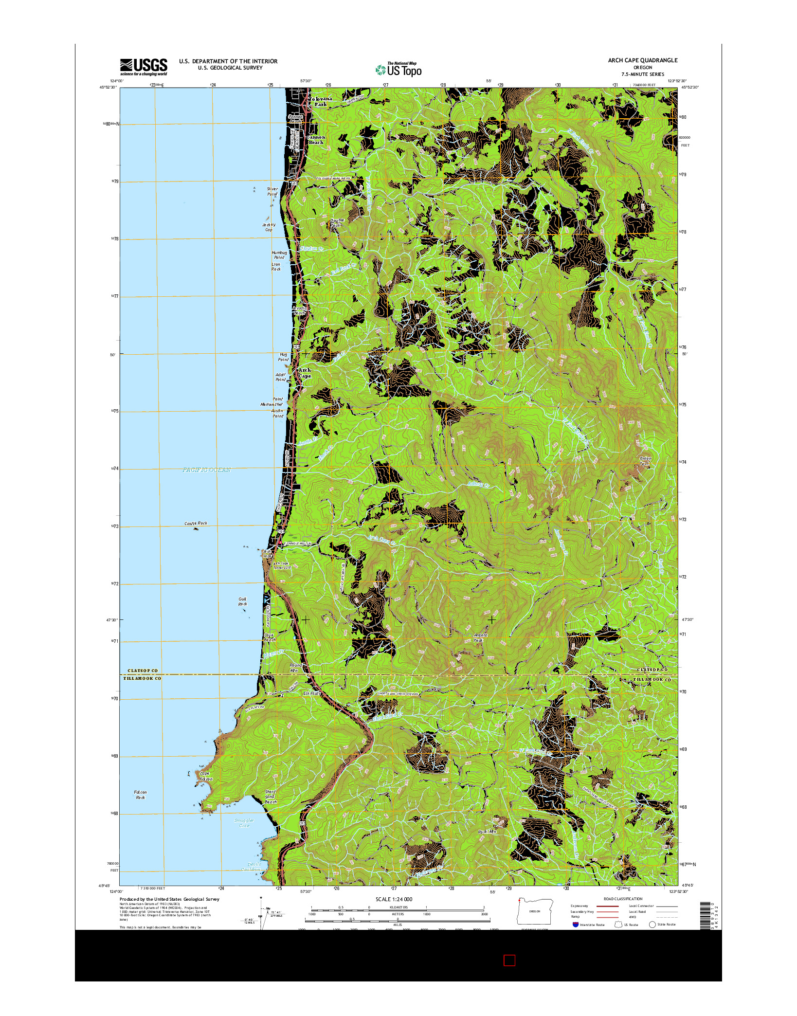 USGS US TOPO 7.5-MINUTE MAP FOR ARCH CAPE, OR 2017