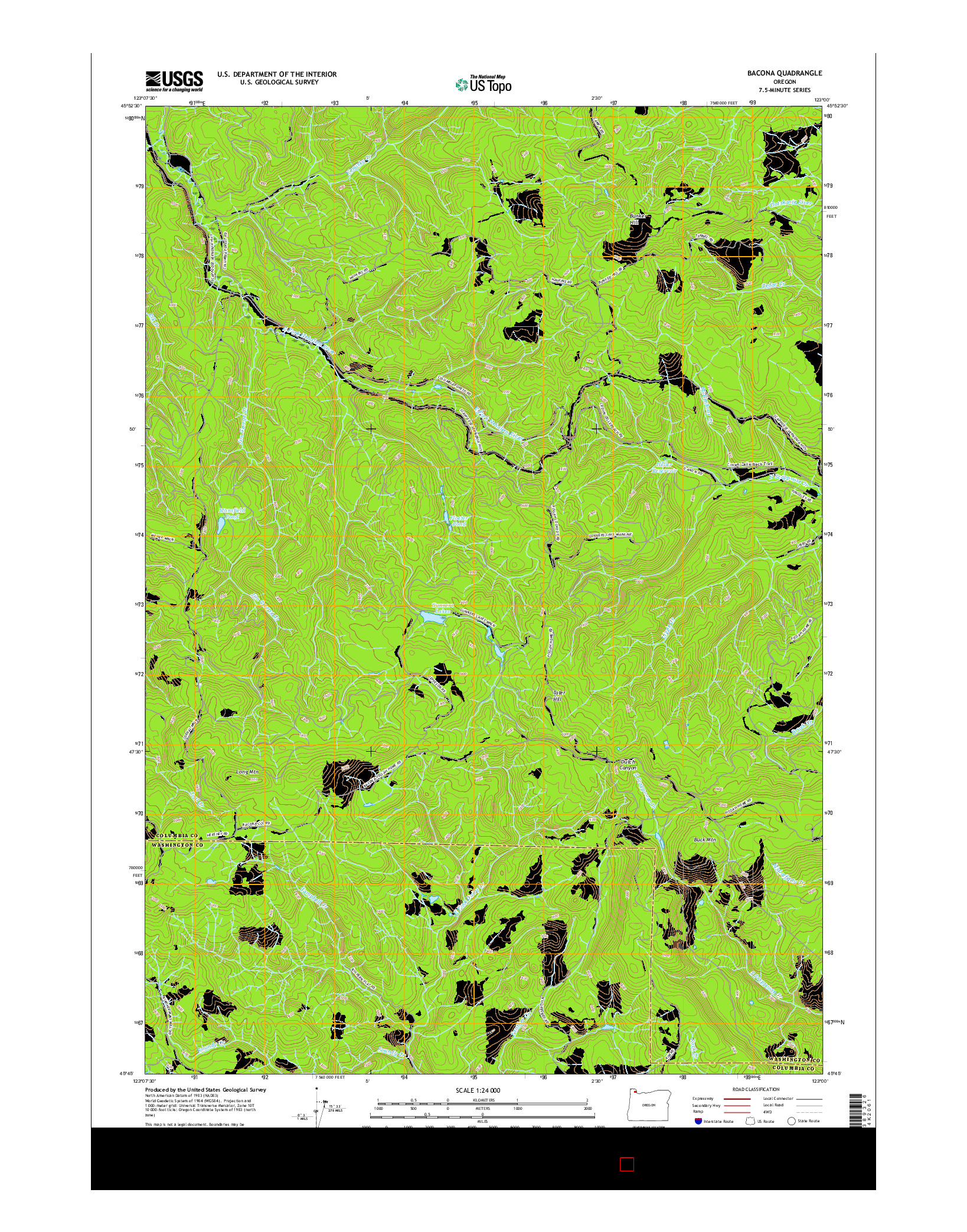 USGS US TOPO 7.5-MINUTE MAP FOR BACONA, OR 2017