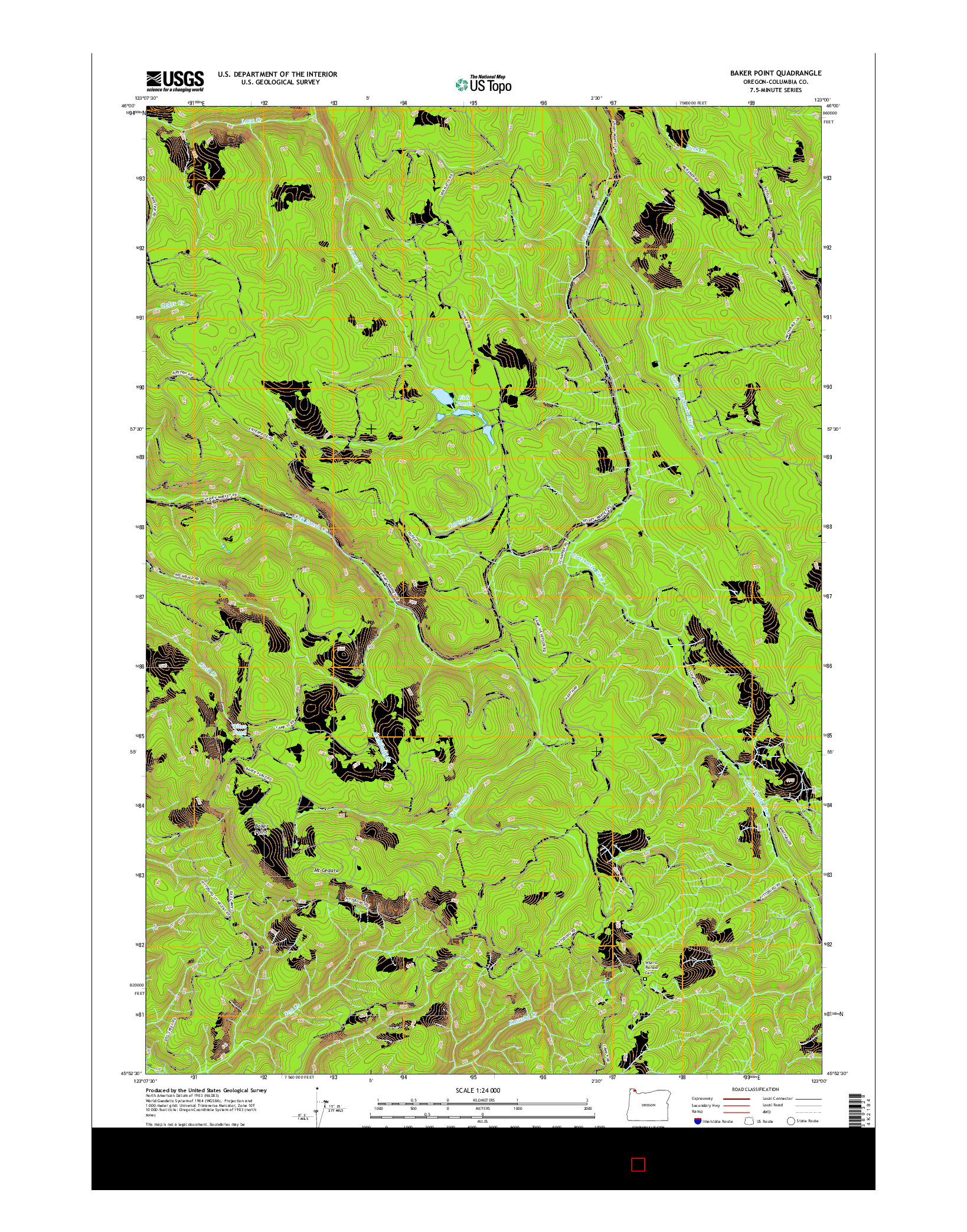 USGS US TOPO 7.5-MINUTE MAP FOR BAKER POINT, OR 2017