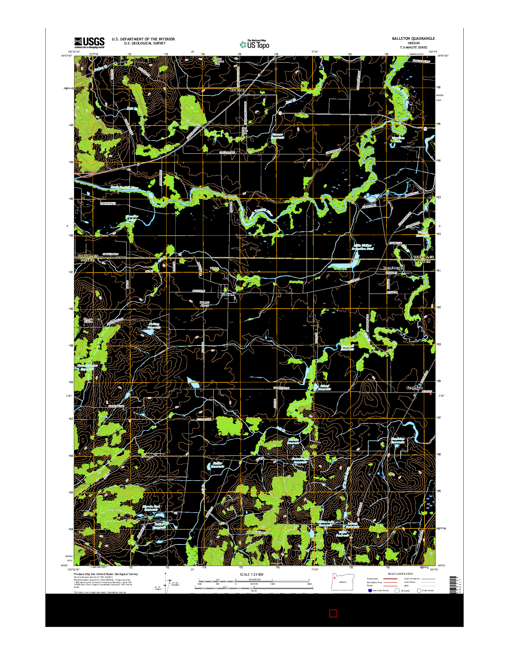 USGS US TOPO 7.5-MINUTE MAP FOR BALLSTON, OR 2017