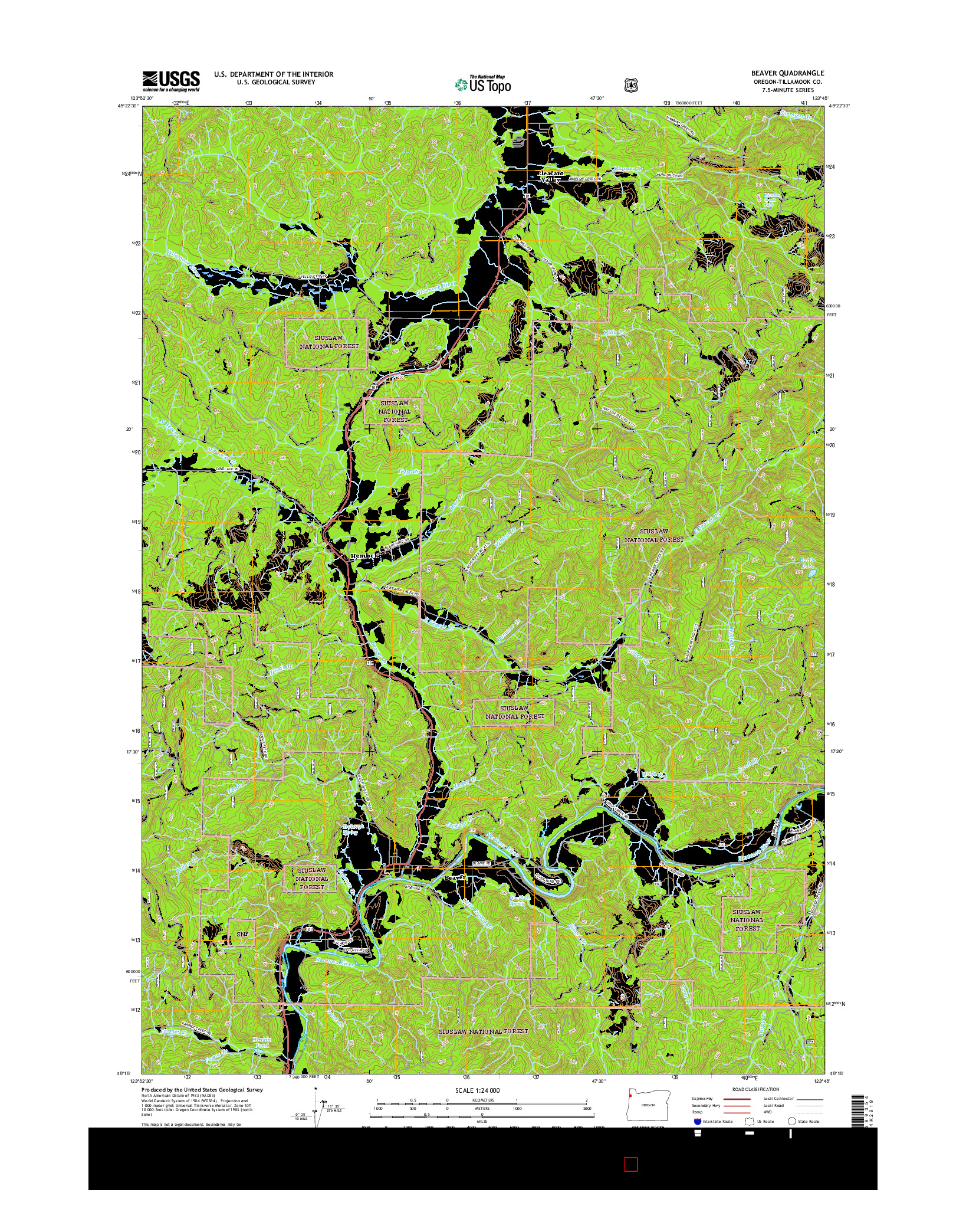 USGS US TOPO 7.5-MINUTE MAP FOR BEAVER, OR 2017