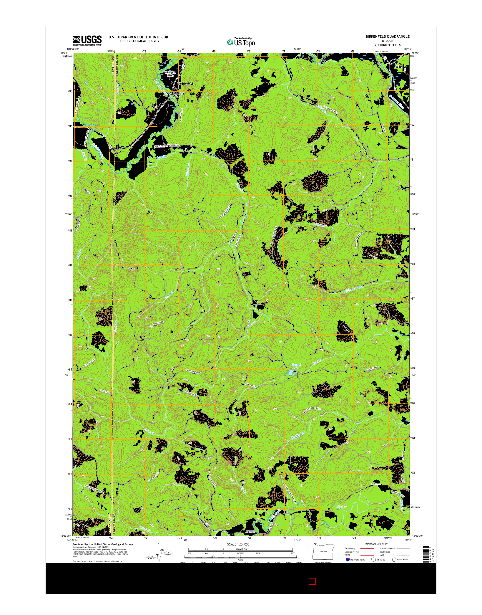 USGS US TOPO 7.5-MINUTE MAP FOR BIRKENFELD, OR 2017