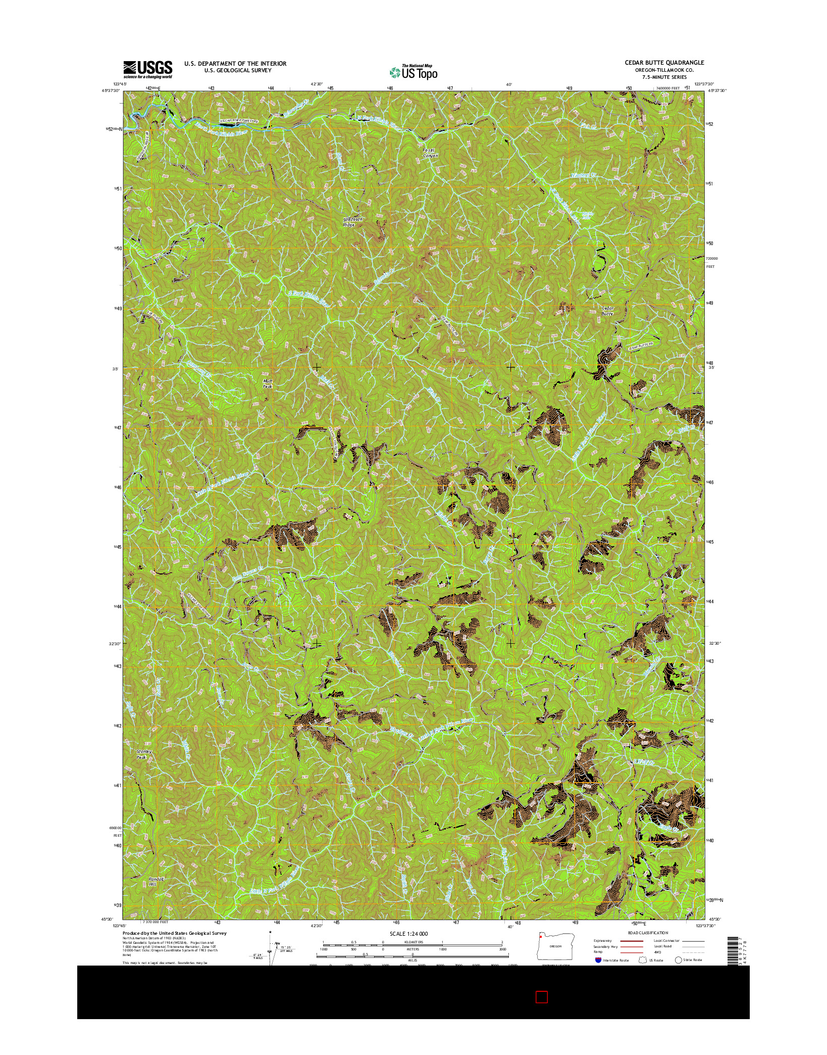 USGS US TOPO 7.5-MINUTE MAP FOR CEDAR BUTTE, OR 2017