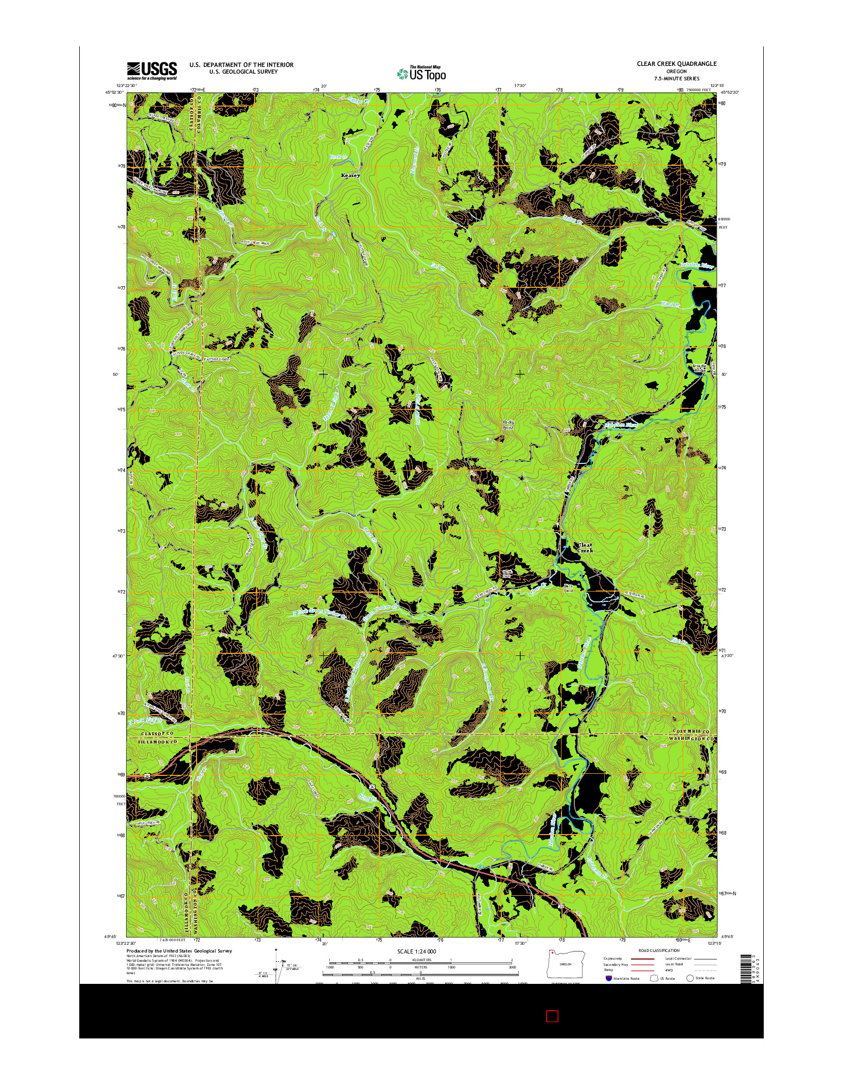 USGS US TOPO 7.5-MINUTE MAP FOR CLEAR CREEK, OR 2017