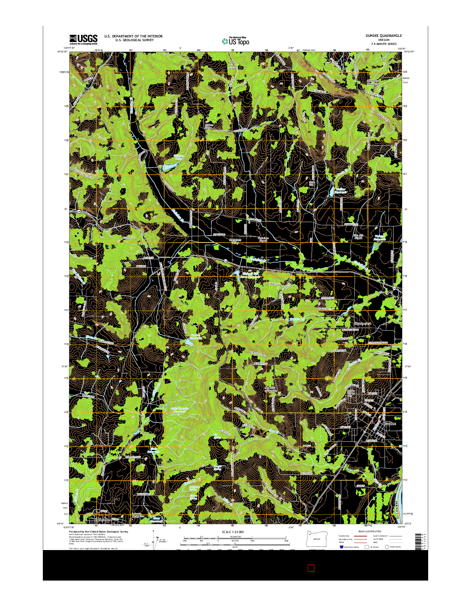 USGS US TOPO 7.5-MINUTE MAP FOR DUNDEE, OR 2017