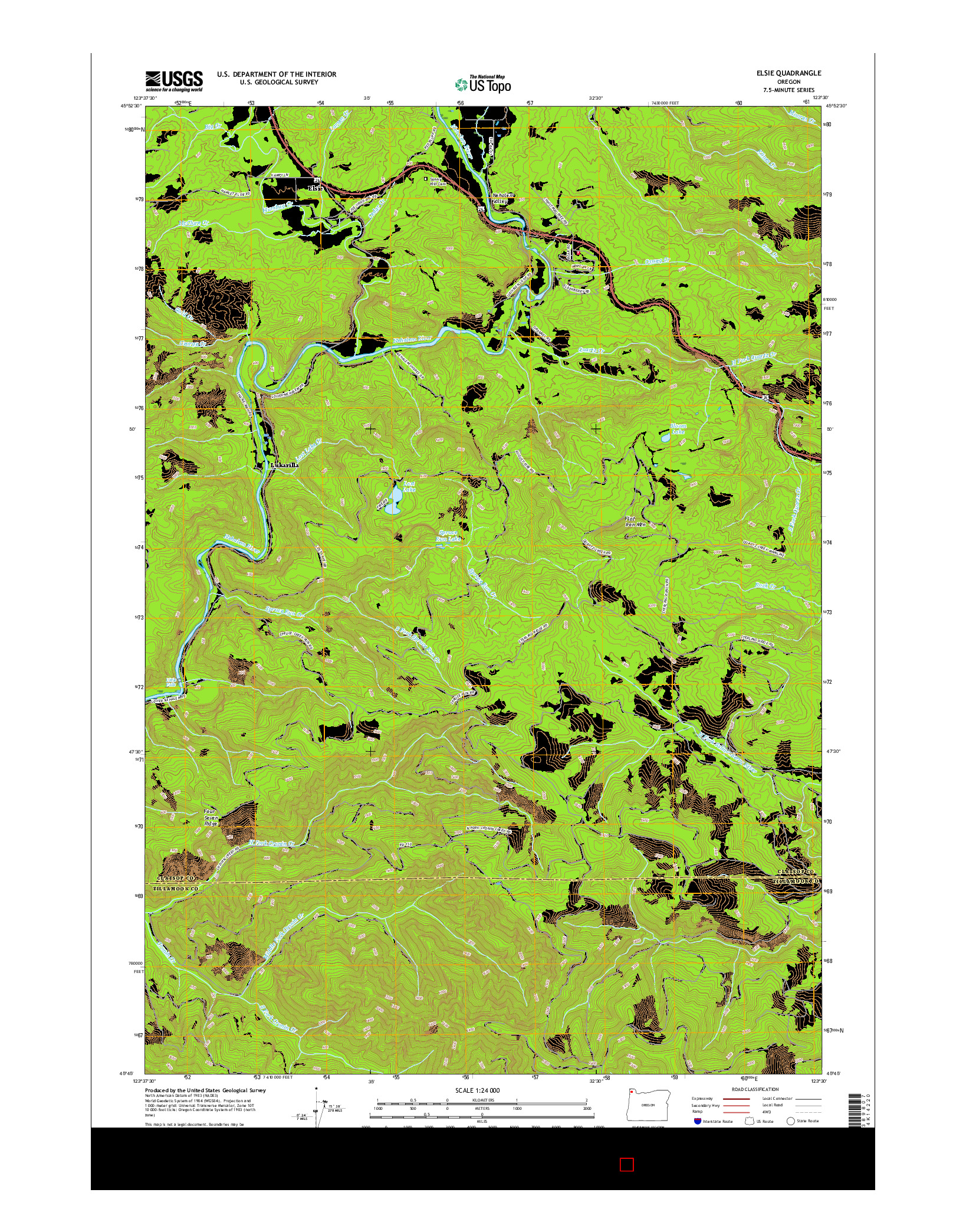 USGS US TOPO 7.5-MINUTE MAP FOR ELSIE, OR 2017