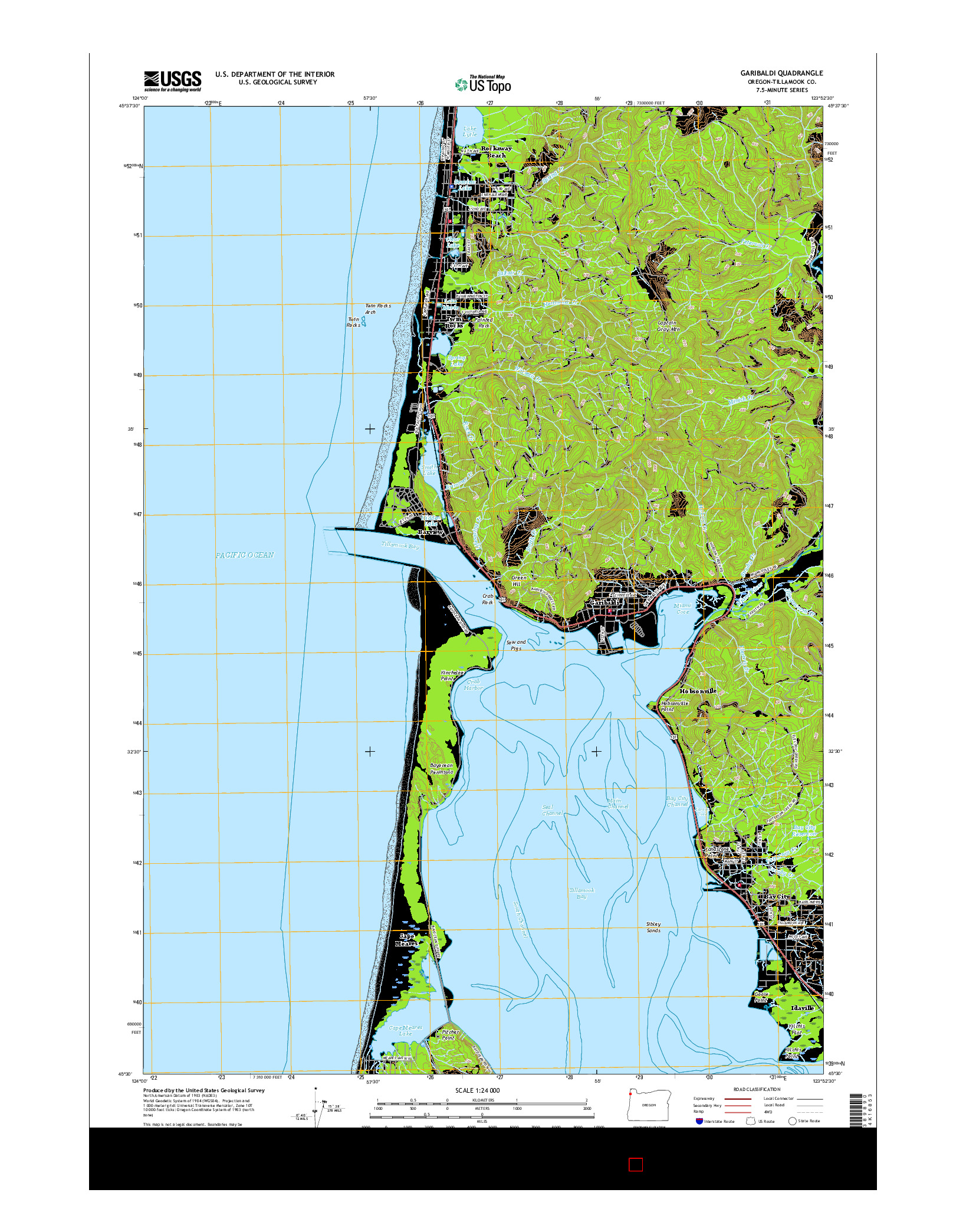 USGS US TOPO 7.5-MINUTE MAP FOR GARIBALDI, OR 2017