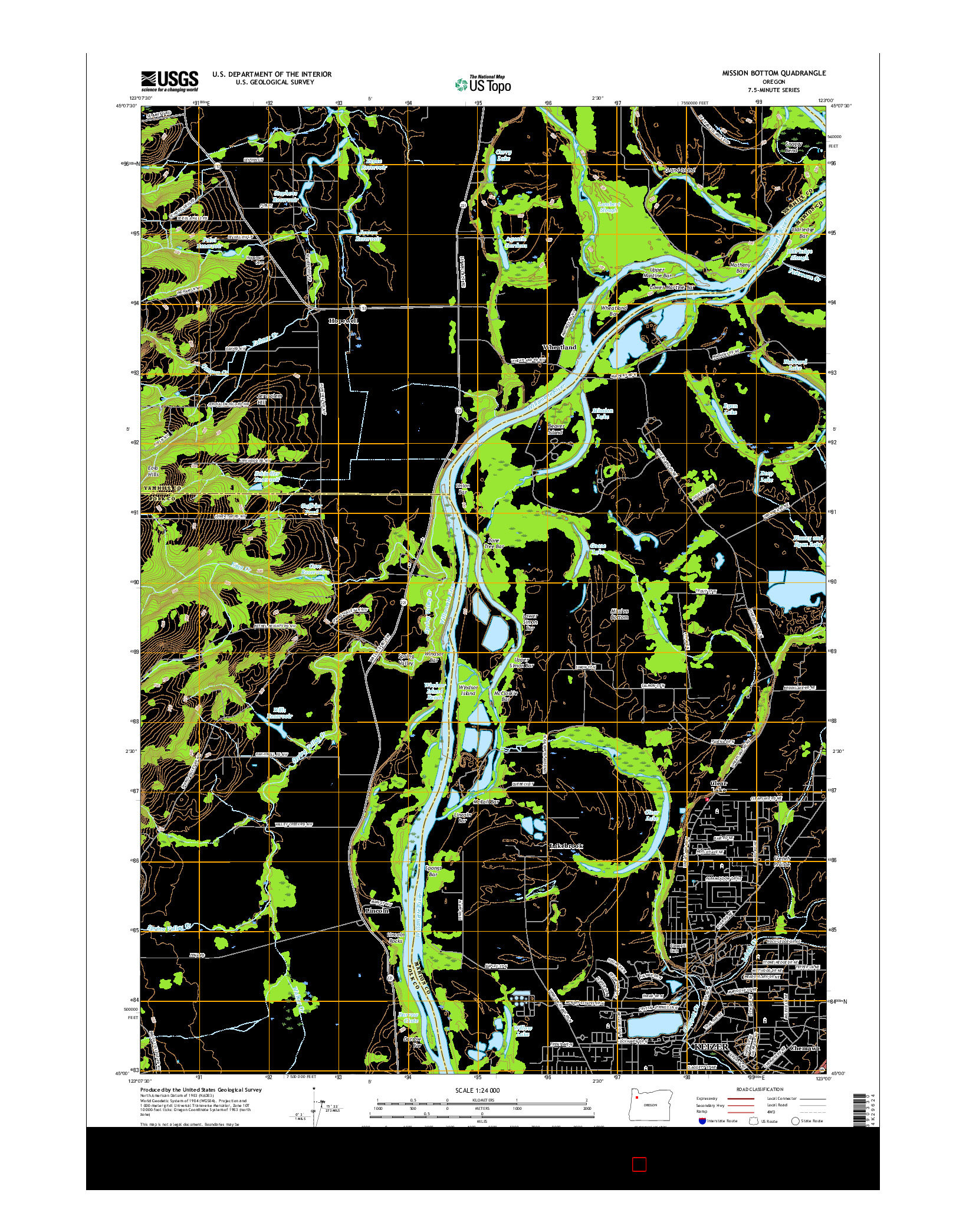 USGS US TOPO 7.5-MINUTE MAP FOR MISSION BOTTOM, OR 2017