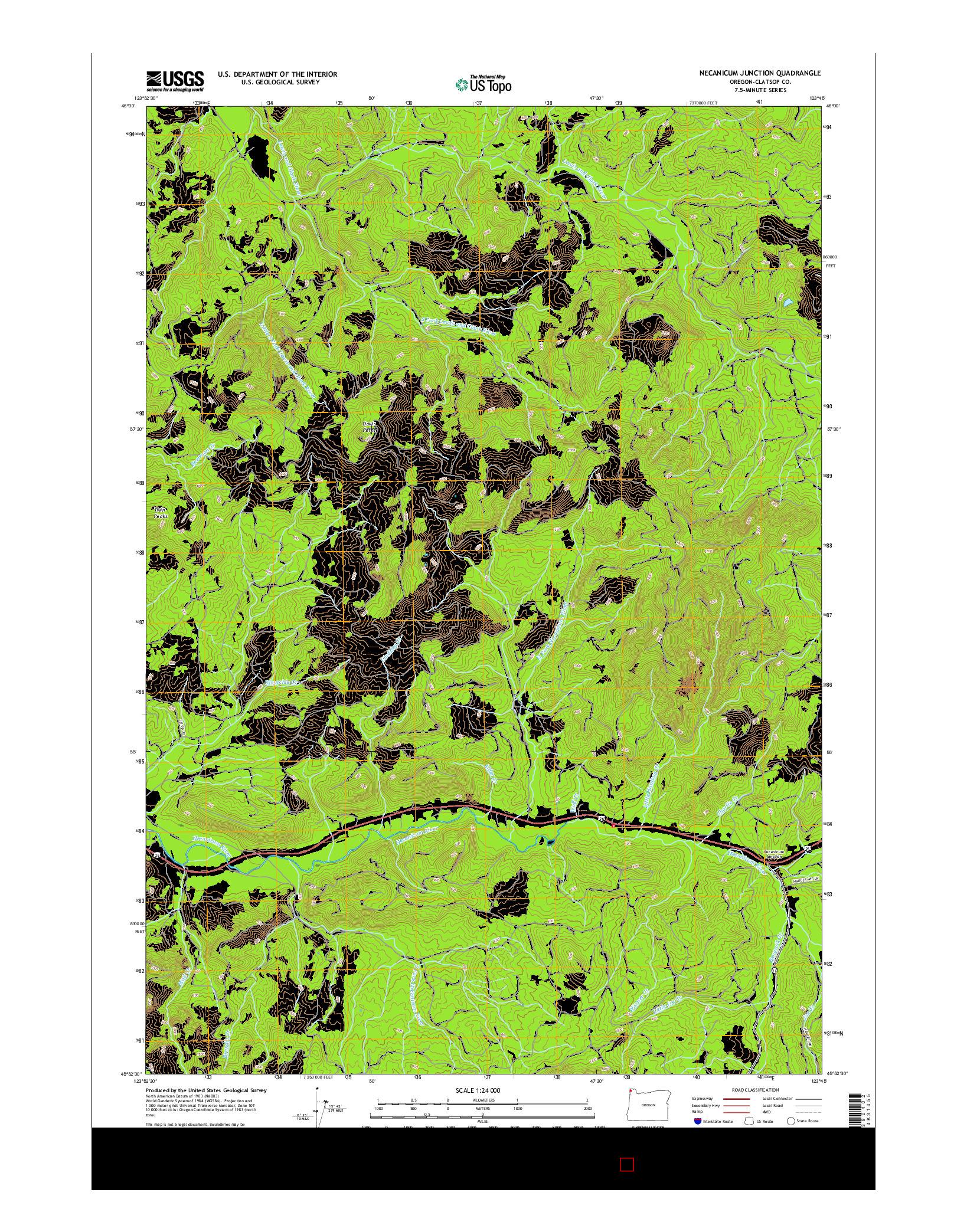 USGS US TOPO 7.5-MINUTE MAP FOR NECANICUM JUNCTION, OR 2017