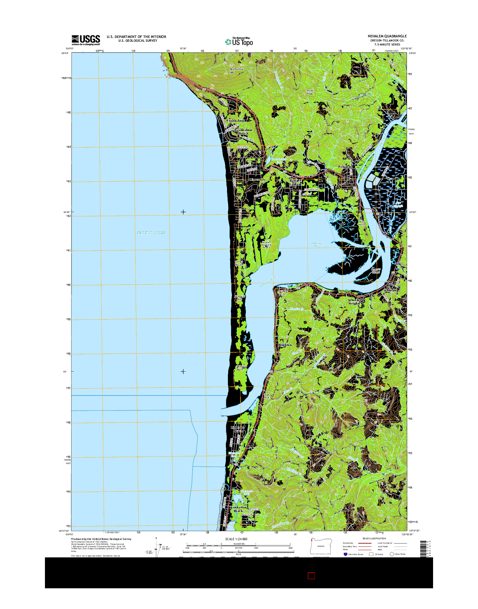 USGS US TOPO 7.5-MINUTE MAP FOR NEHALEM, OR 2017