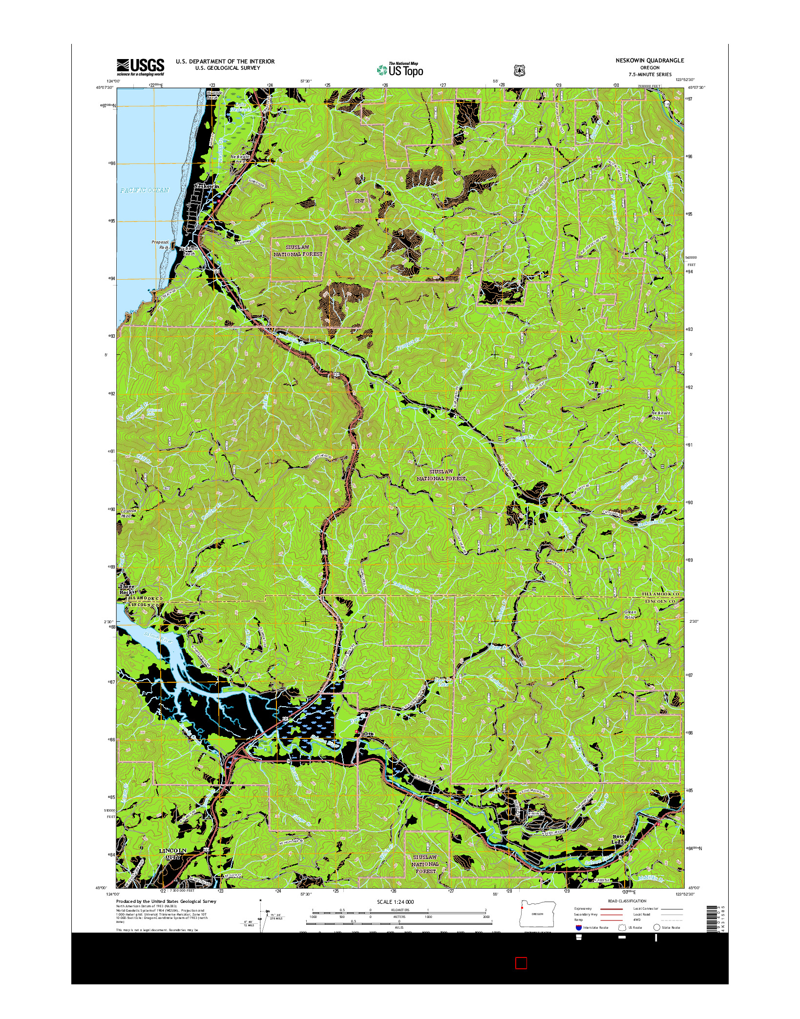 USGS US TOPO 7.5-MINUTE MAP FOR NESKOWIN, OR 2017