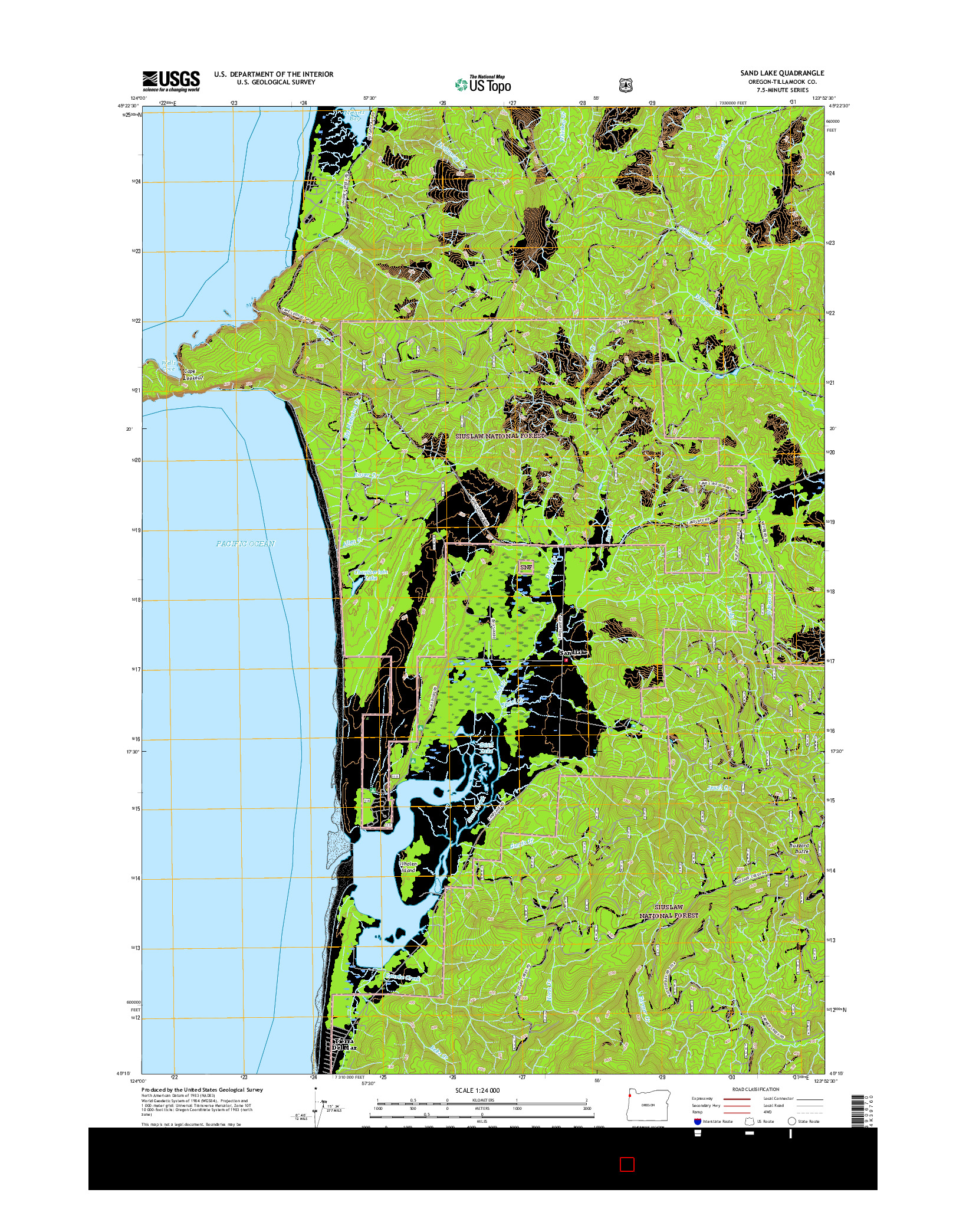 USGS US TOPO 7.5-MINUTE MAP FOR SAND LAKE, OR 2017