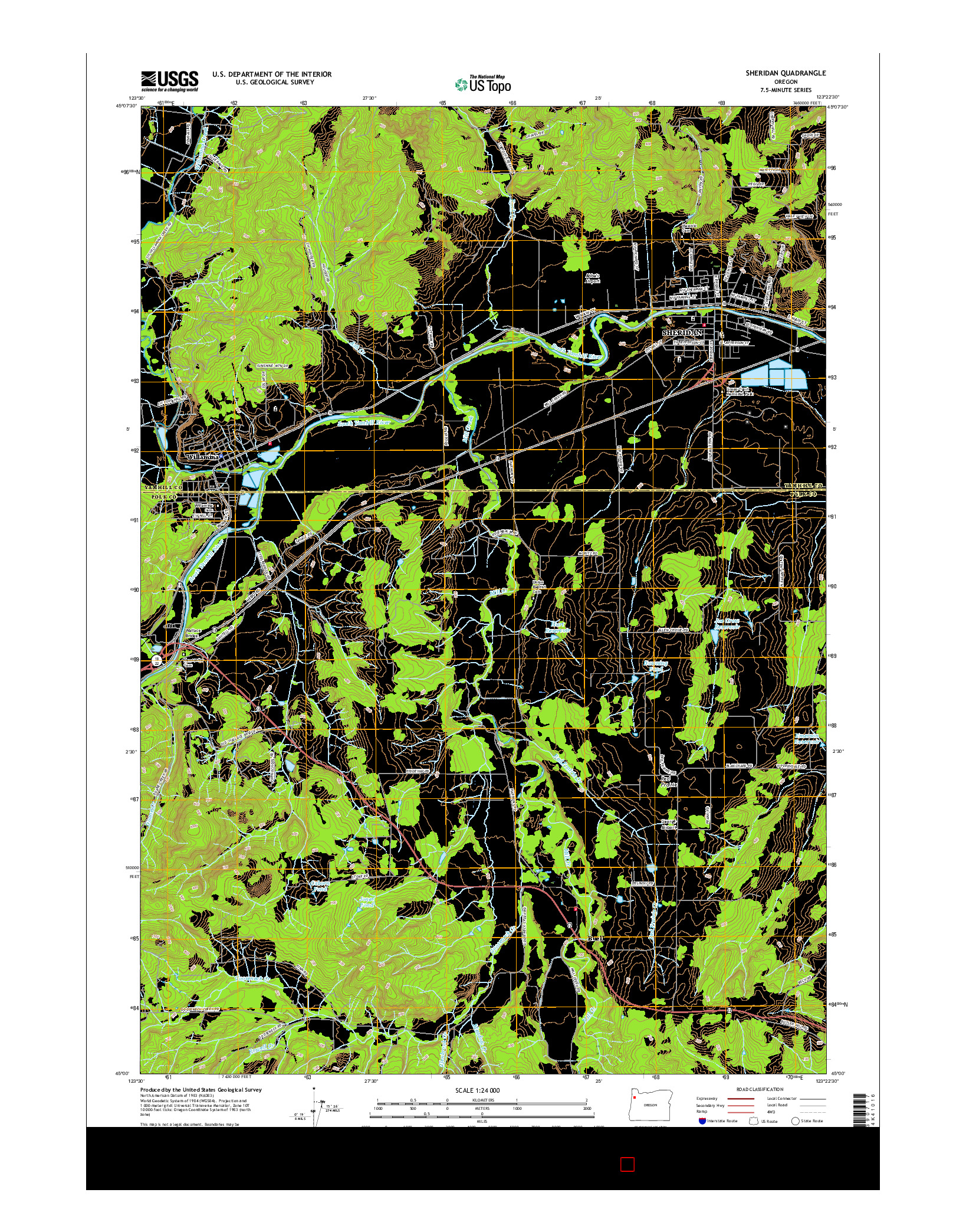 USGS US TOPO 7.5-MINUTE MAP FOR SHERIDAN, OR 2017