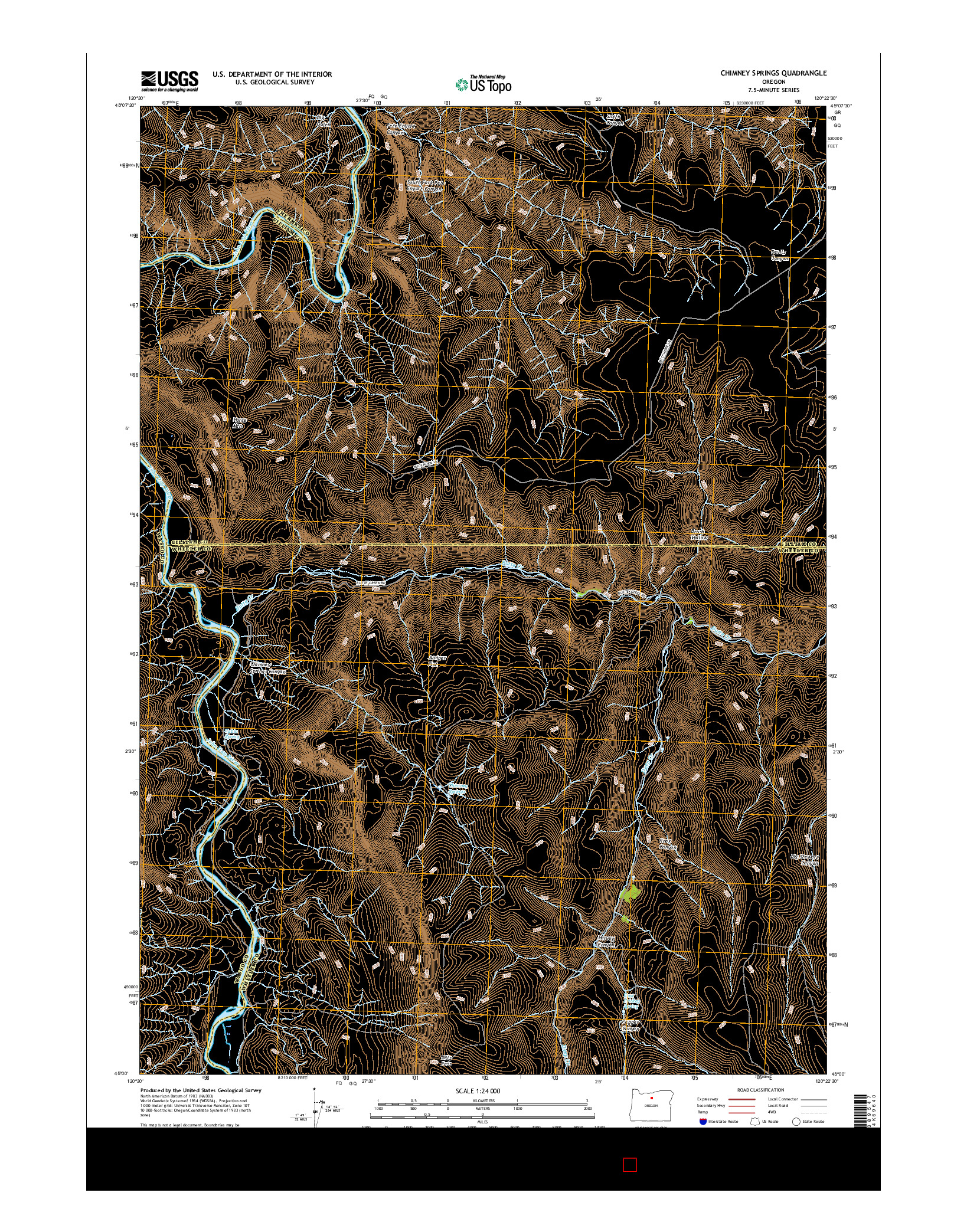 USGS US TOPO 7.5-MINUTE MAP FOR CHIMNEY SPRINGS, OR 2017