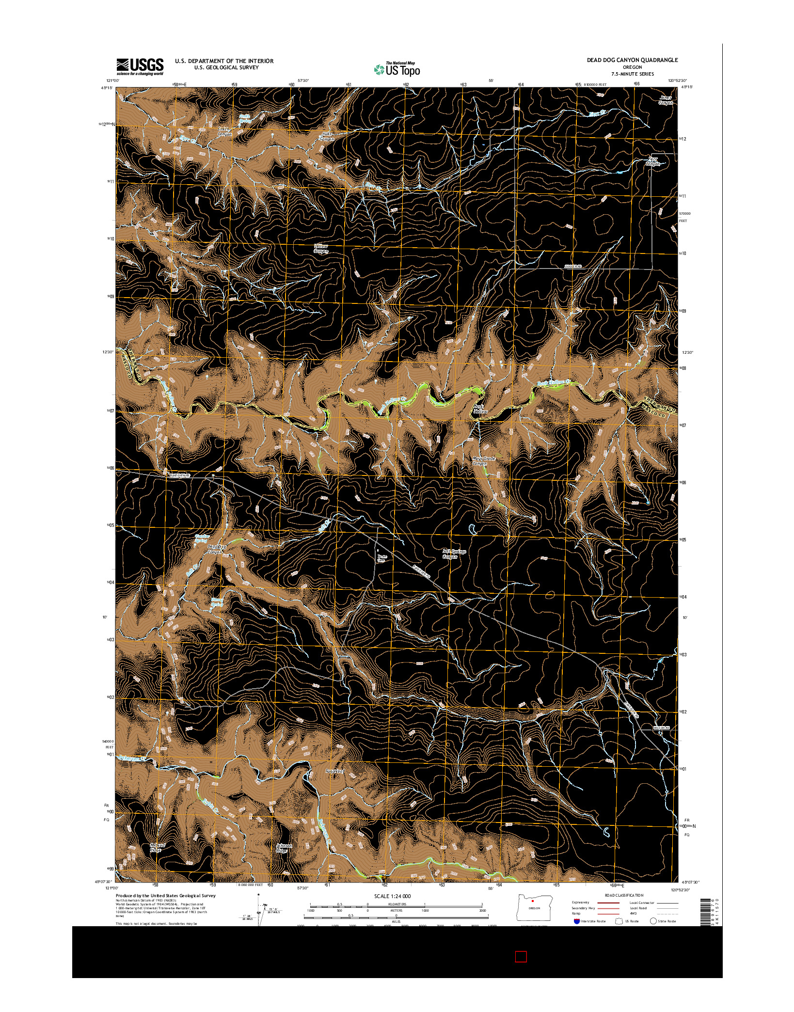 USGS US TOPO 7.5-MINUTE MAP FOR DEAD DOG CANYON, OR 2017