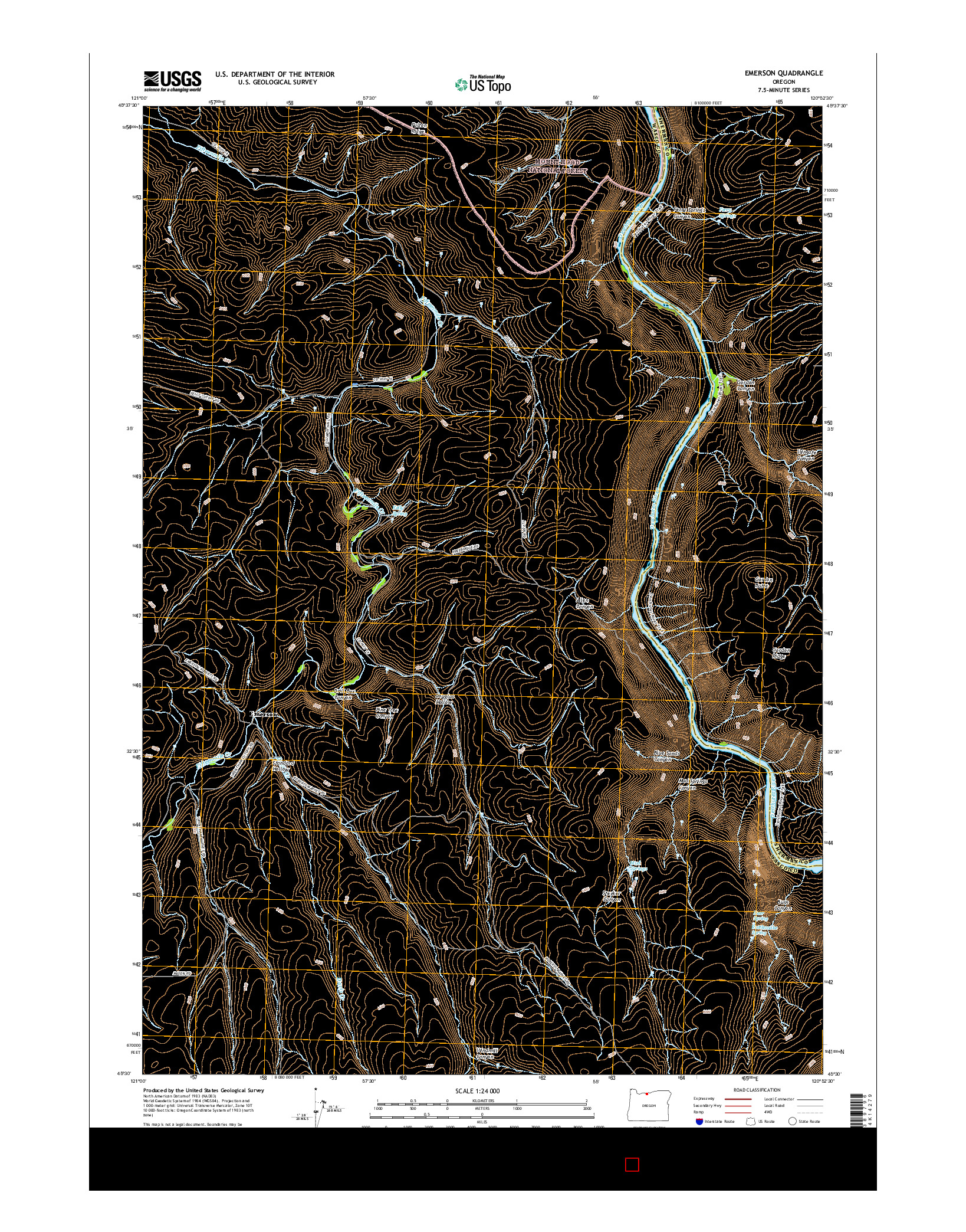 USGS US TOPO 7.5-MINUTE MAP FOR EMERSON, OR 2017