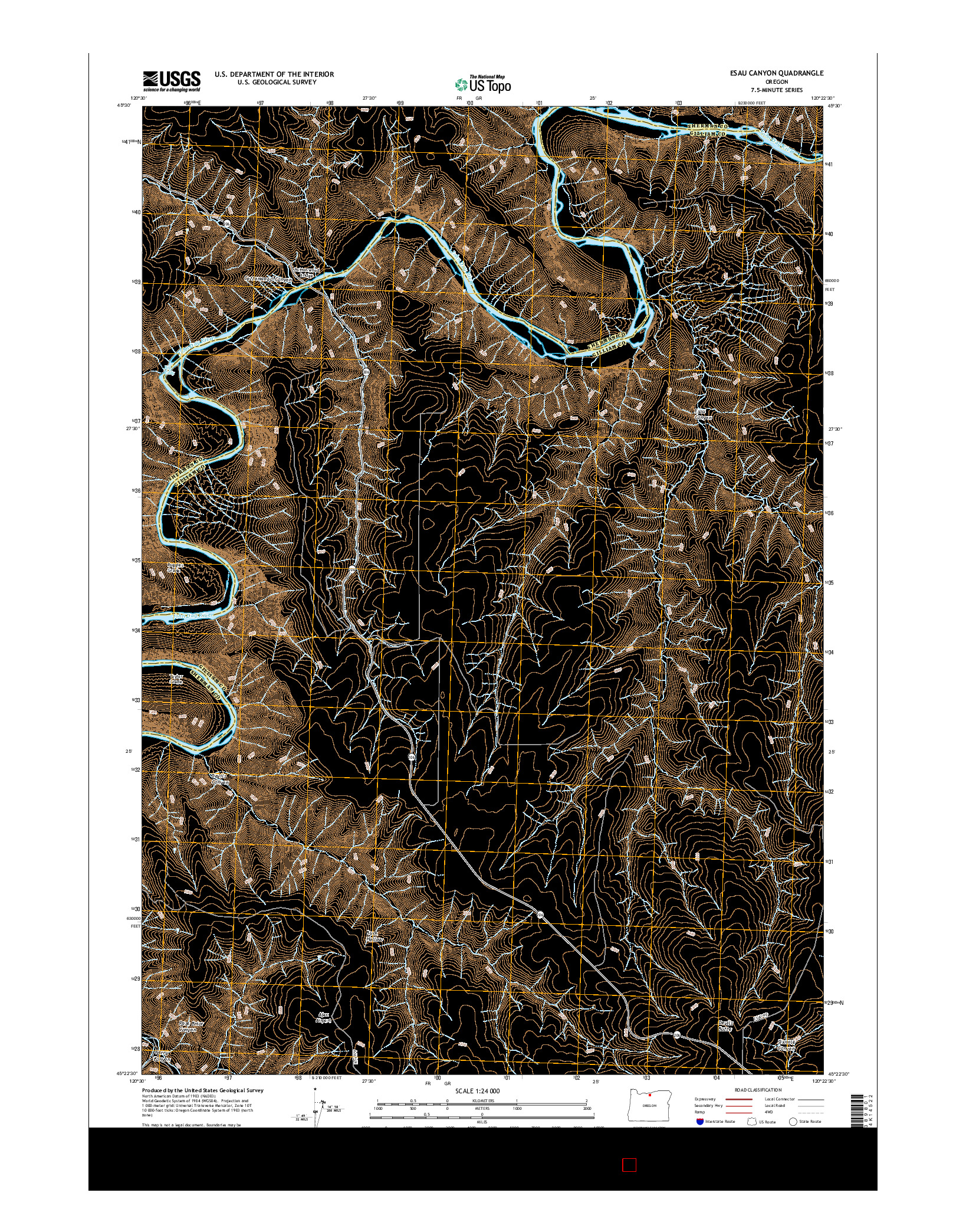 USGS US TOPO 7.5-MINUTE MAP FOR ESAU CANYON, OR 2017