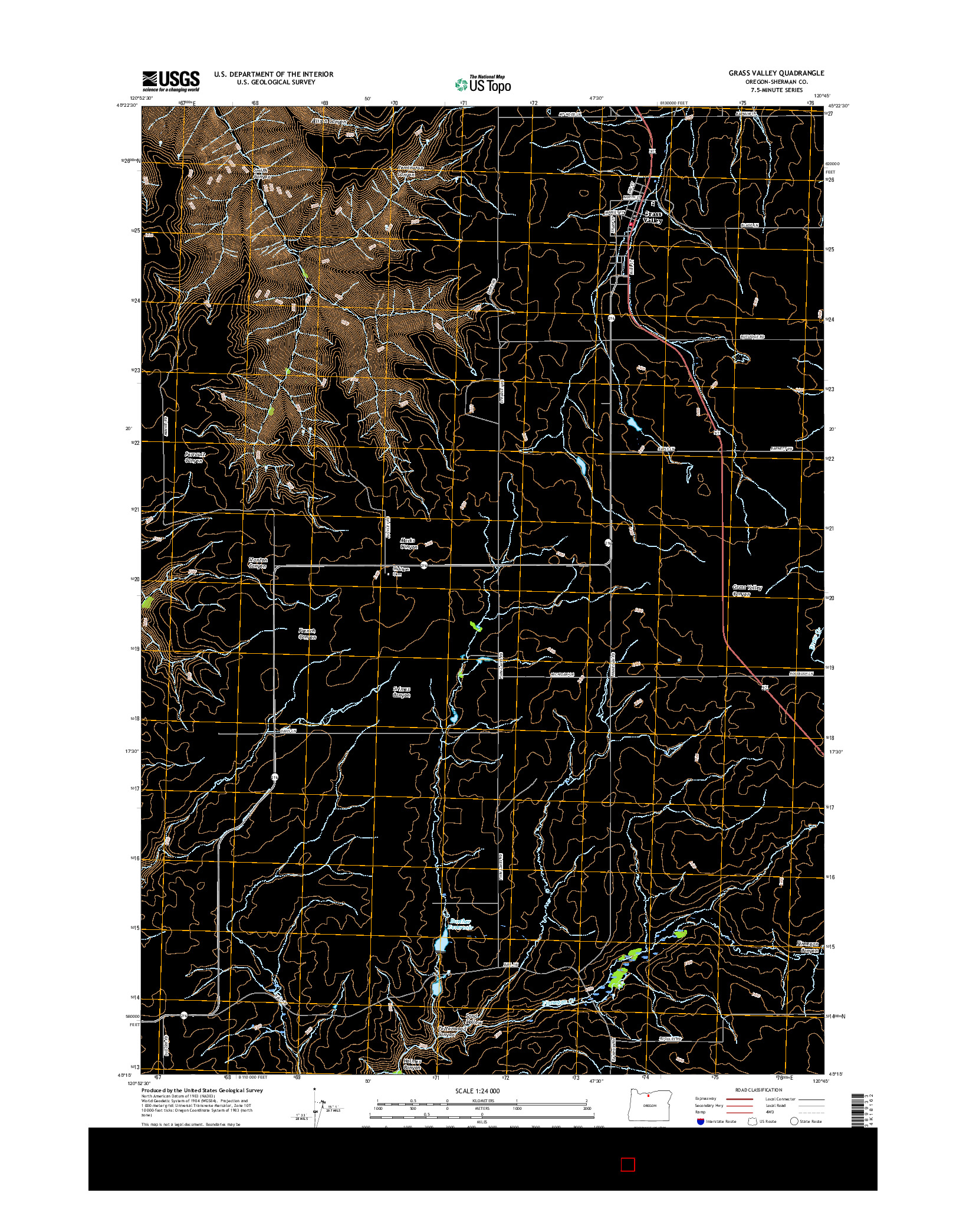 USGS US TOPO 7.5-MINUTE MAP FOR GRASS VALLEY, OR 2017