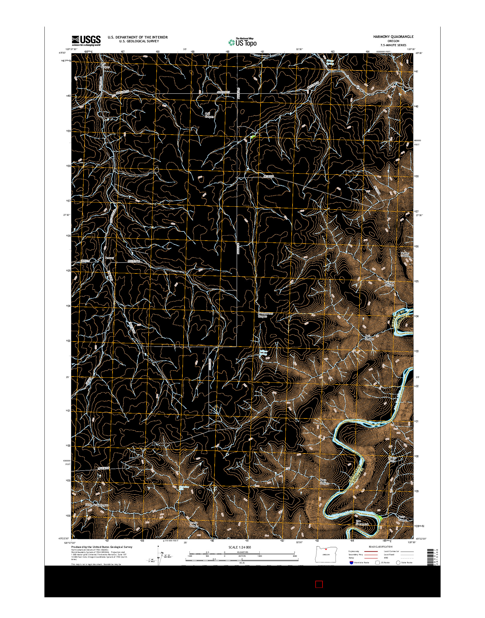 USGS US TOPO 7.5-MINUTE MAP FOR HARMONY, OR 2017