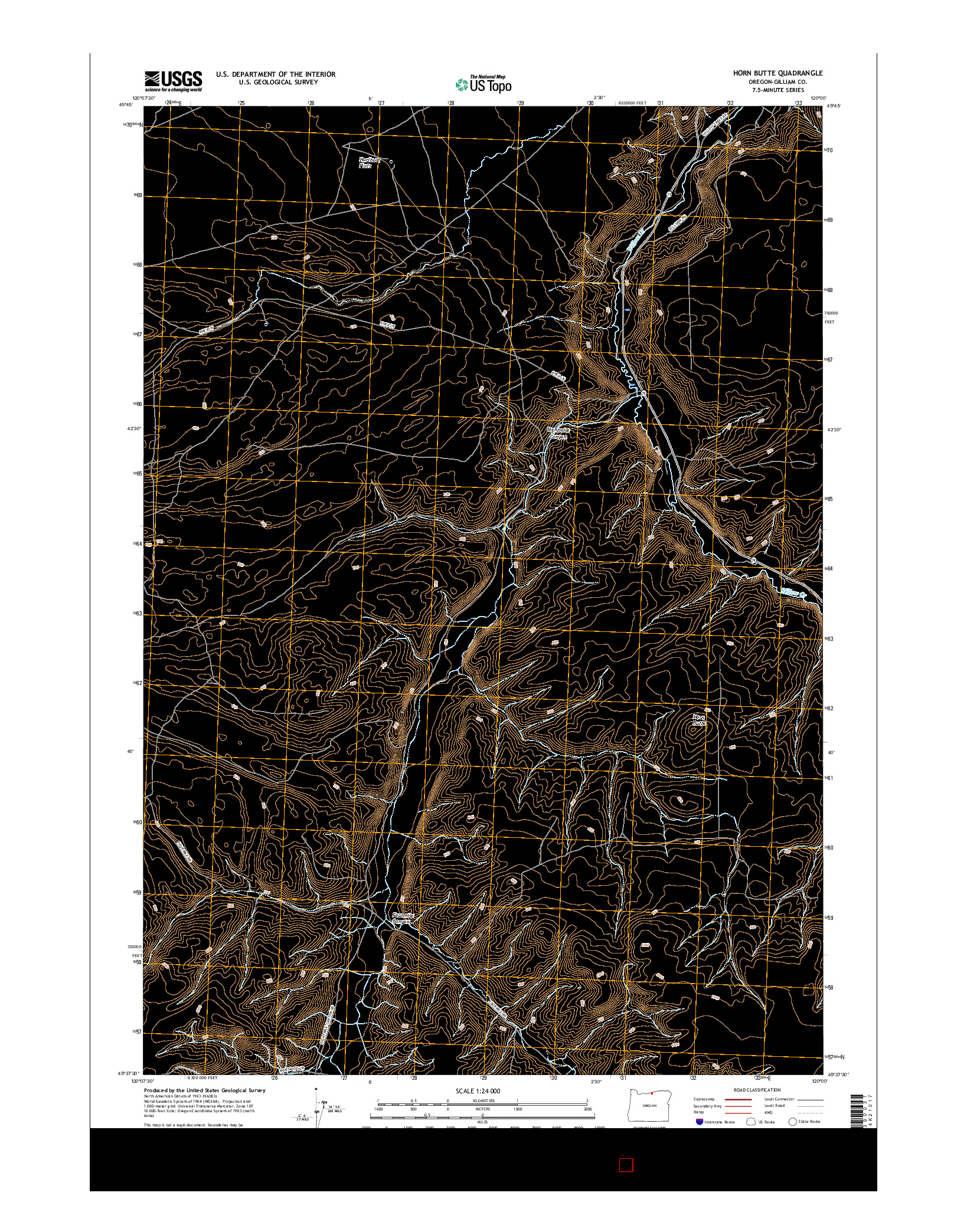 USGS US TOPO 7.5-MINUTE MAP FOR HORN BUTTE, OR 2017