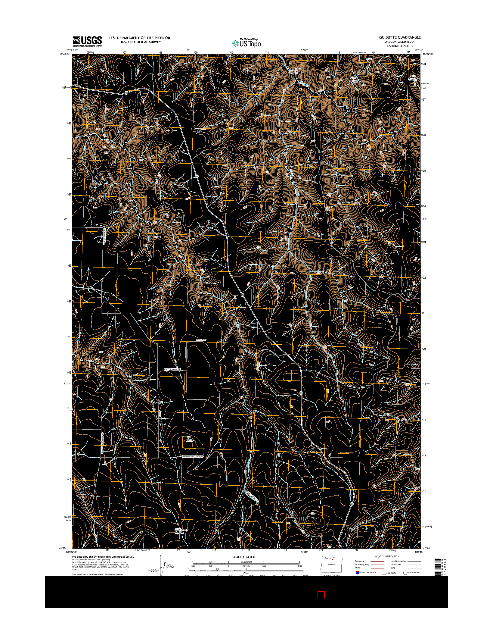 USGS US TOPO 7.5-MINUTE MAP FOR IGO BUTTE, OR 2017
