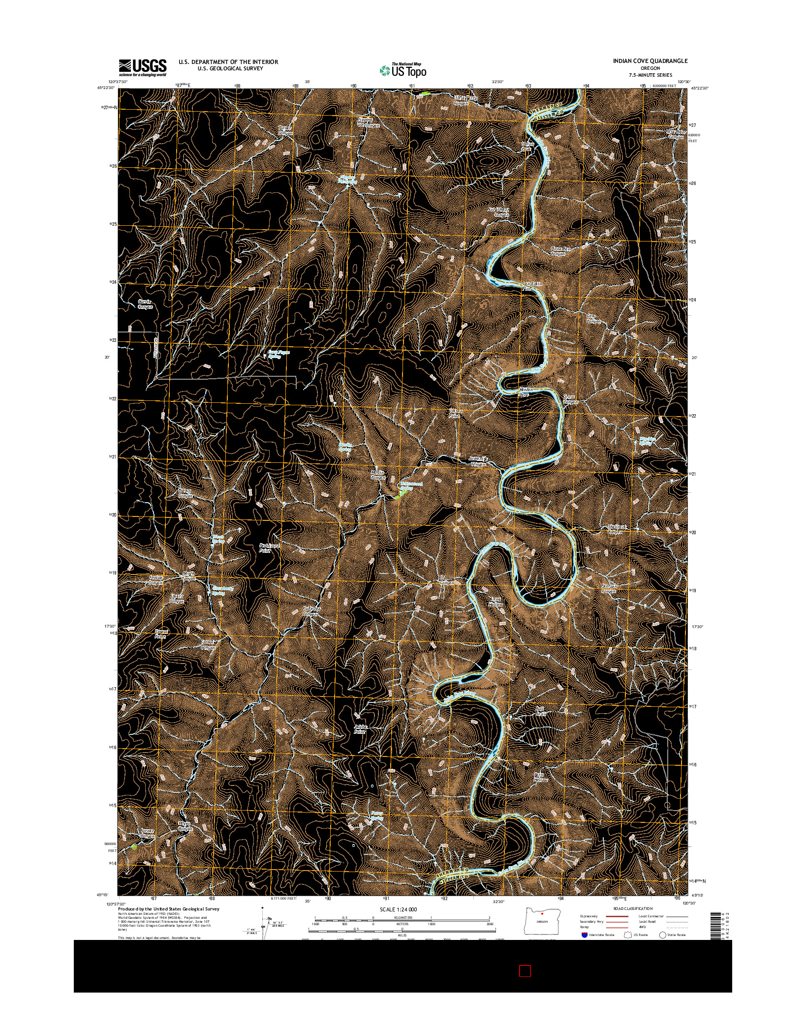 USGS US TOPO 7.5-MINUTE MAP FOR INDIAN COVE, OR 2017