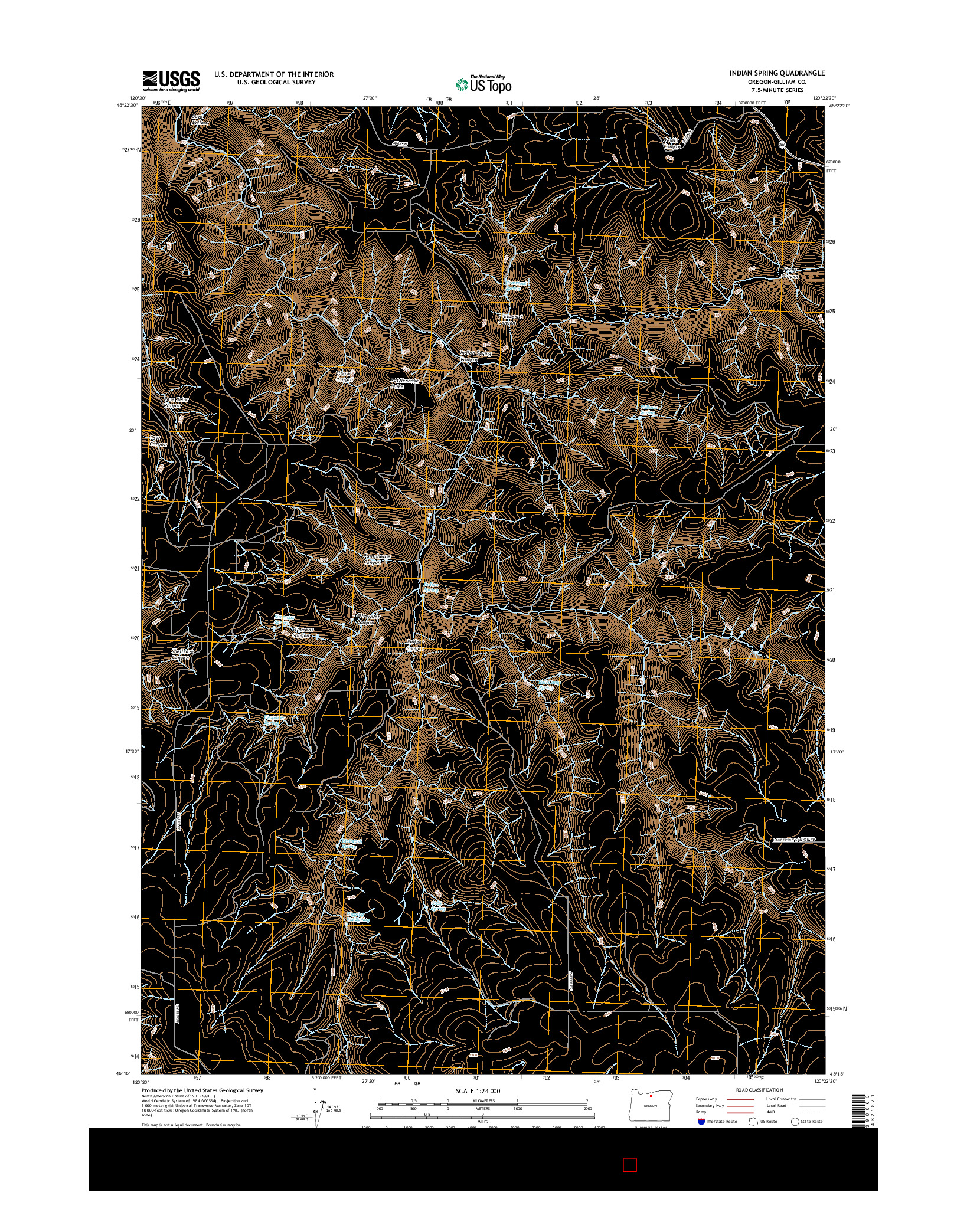 USGS US TOPO 7.5-MINUTE MAP FOR INDIAN SPRING, OR 2017