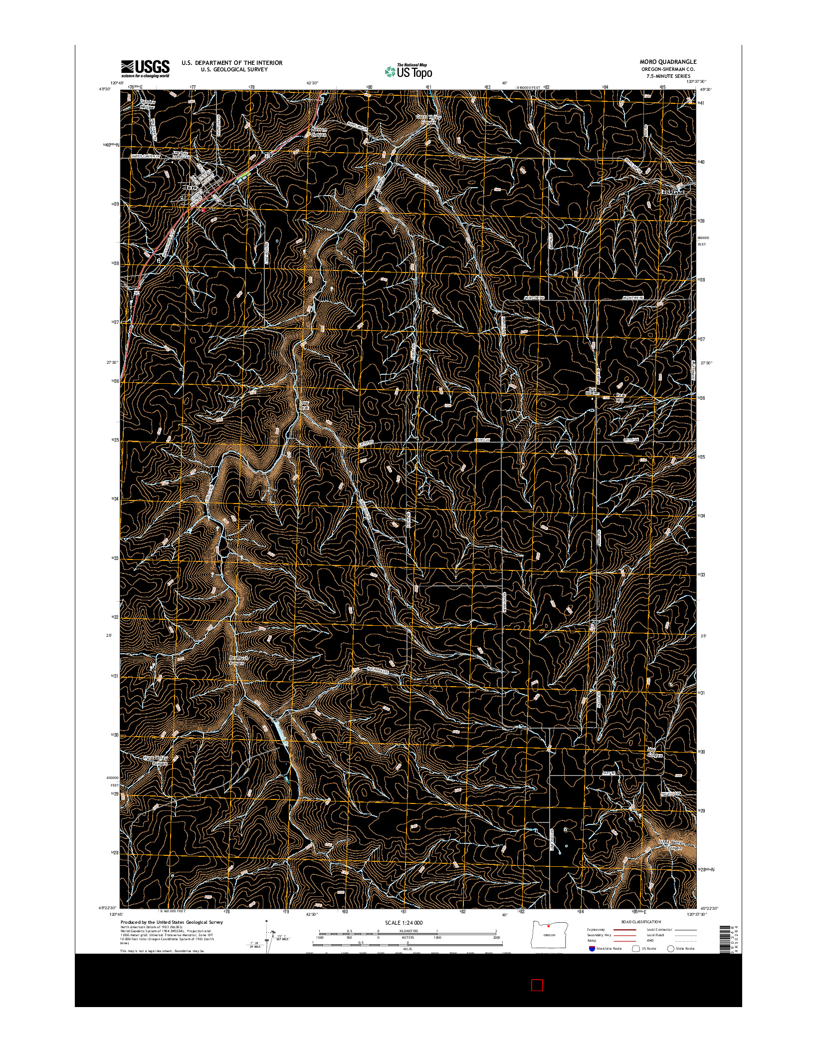 USGS US TOPO 7.5-MINUTE MAP FOR MORO, OR 2017