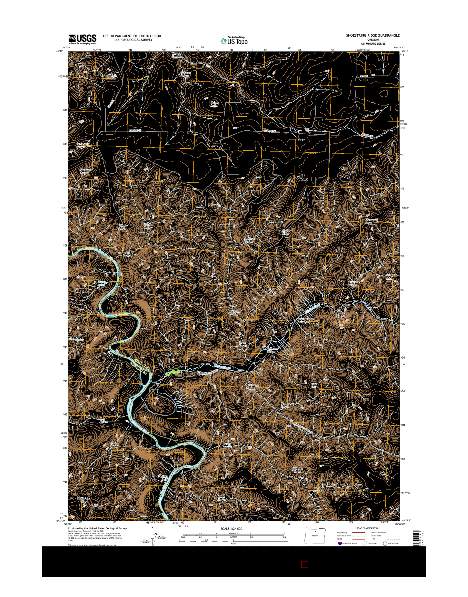 USGS US TOPO 7.5-MINUTE MAP FOR SHOESTRING RIDGE, OR 2017