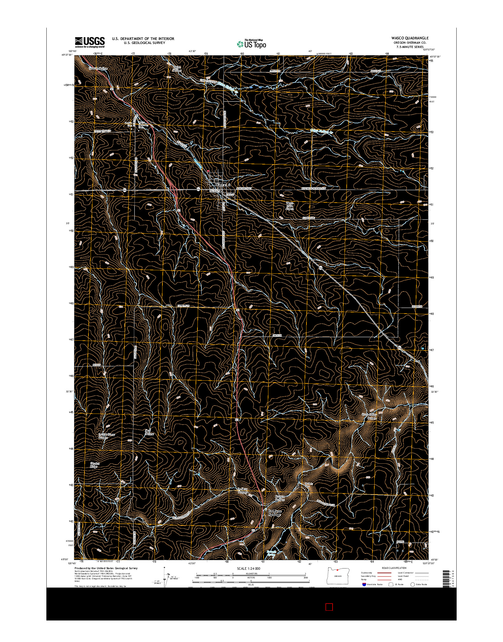 USGS US TOPO 7.5-MINUTE MAP FOR WASCO, OR 2017