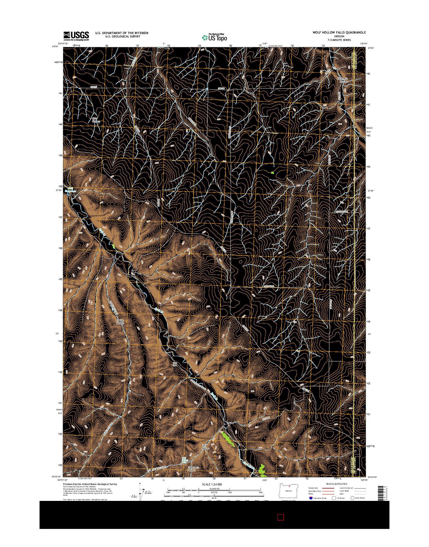 USGS US TOPO 7.5-MINUTE MAP FOR WOLF HOLLOW FALLS, OR 2017