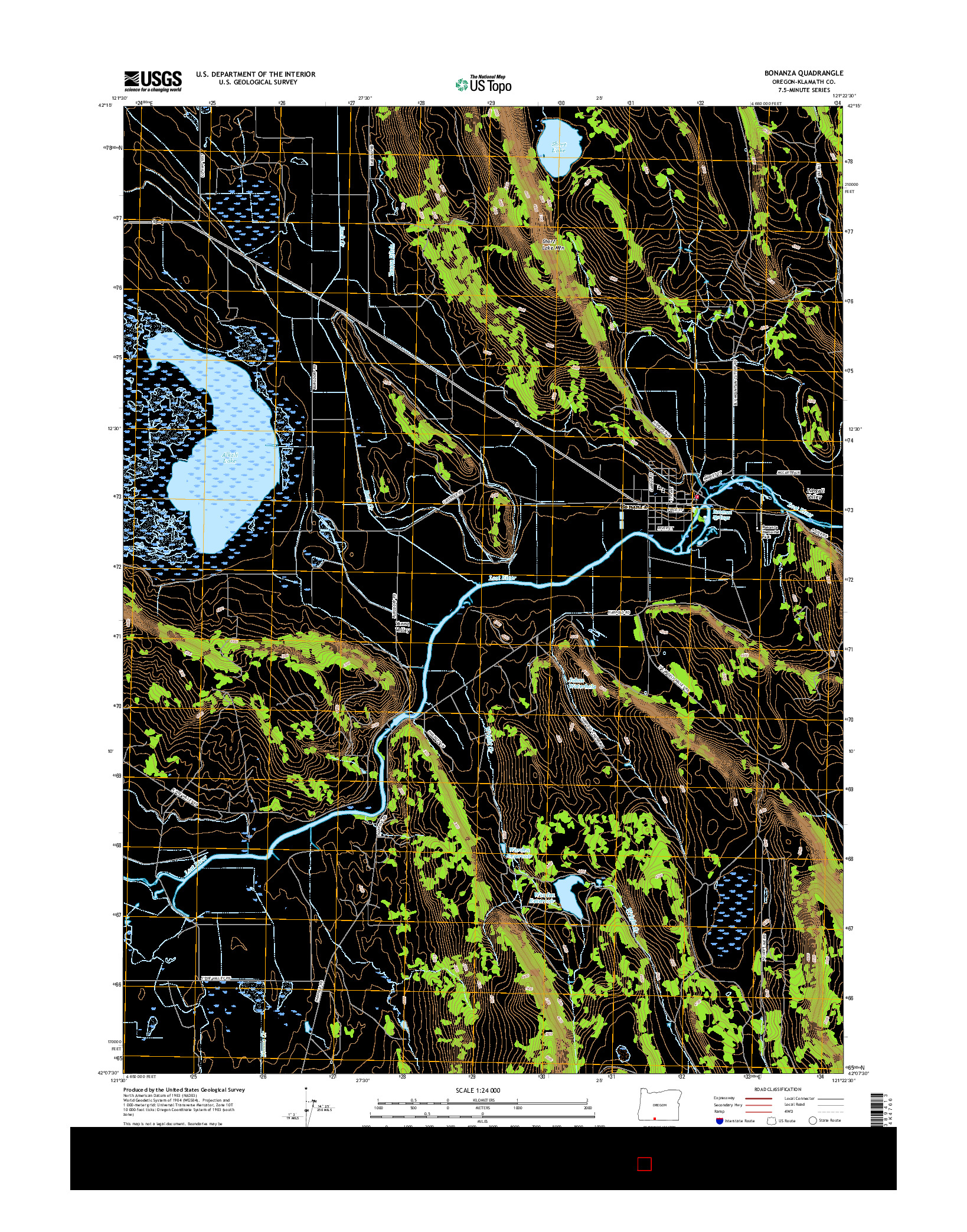 USGS US TOPO 7.5-MINUTE MAP FOR BONANZA, OR 2017