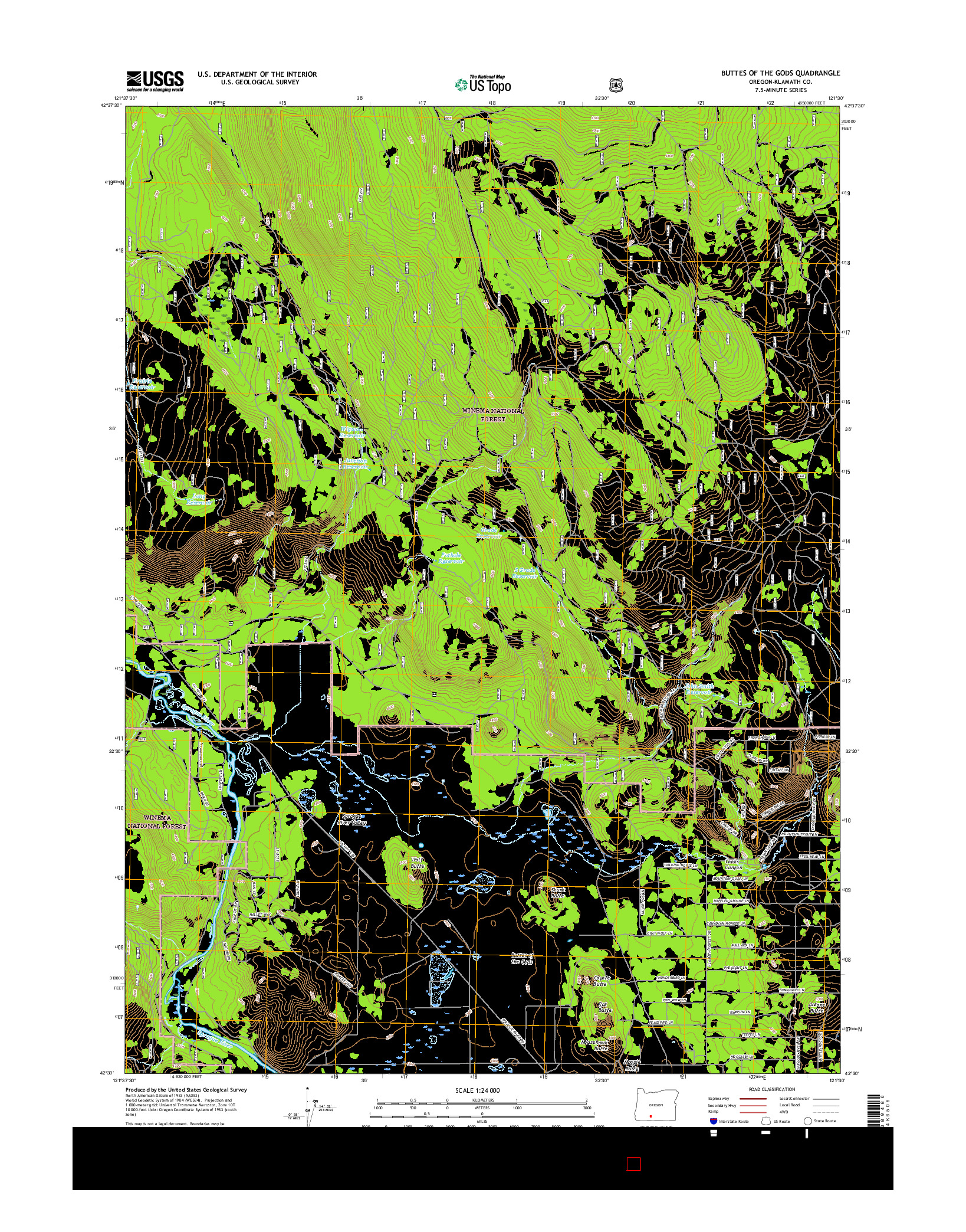 USGS US TOPO 7.5-MINUTE MAP FOR BUTTES OF THE GODS, OR 2017