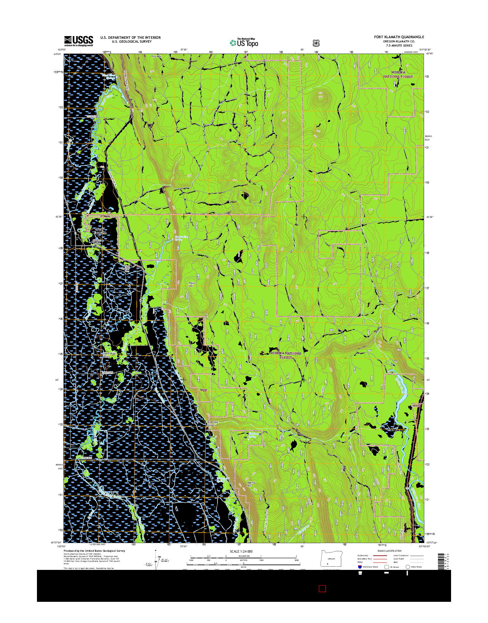 USGS US TOPO 7.5-MINUTE MAP FOR FORT KLAMATH, OR 2017