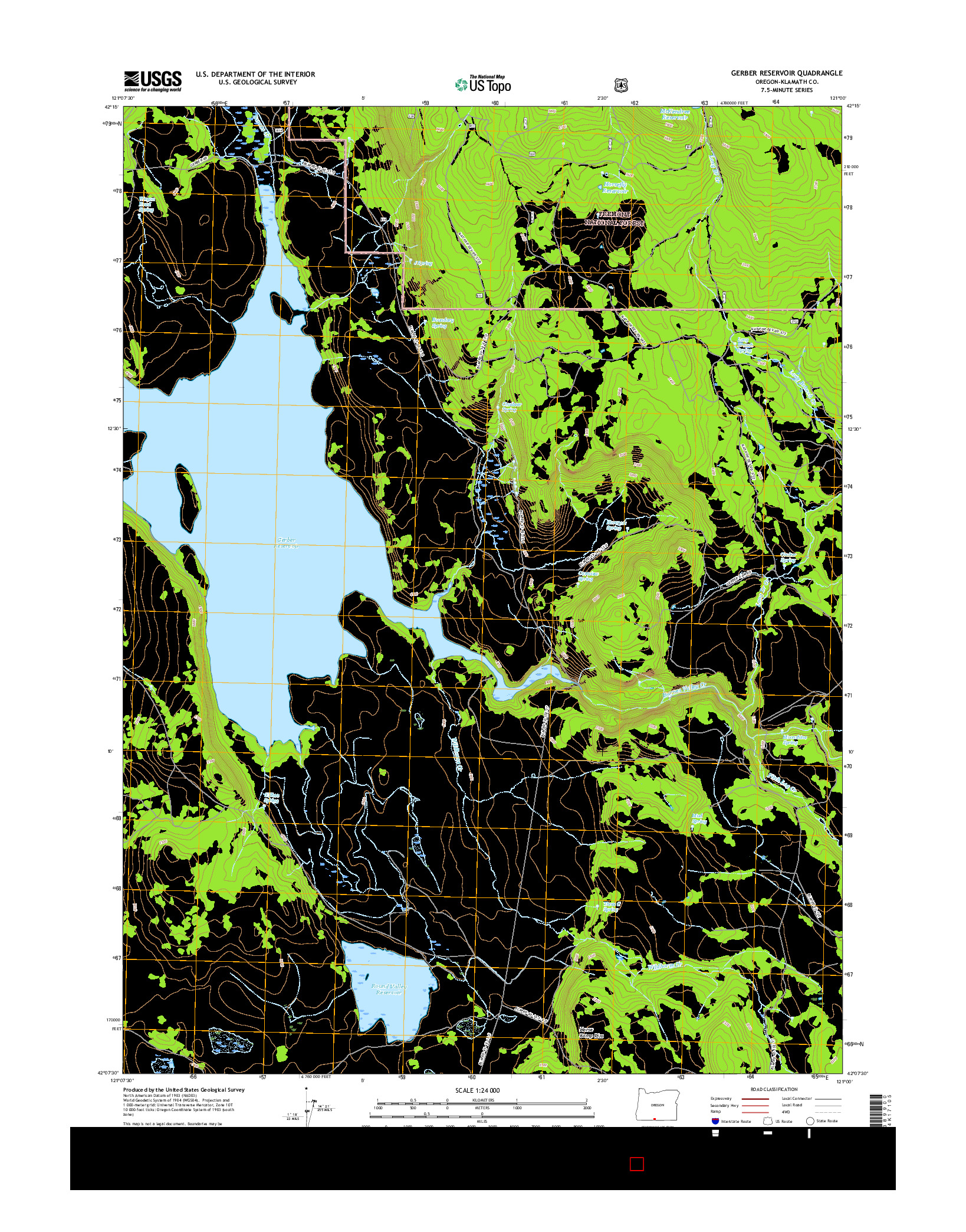 USGS US TOPO 7.5-MINUTE MAP FOR GERBER RESERVOIR, OR 2017