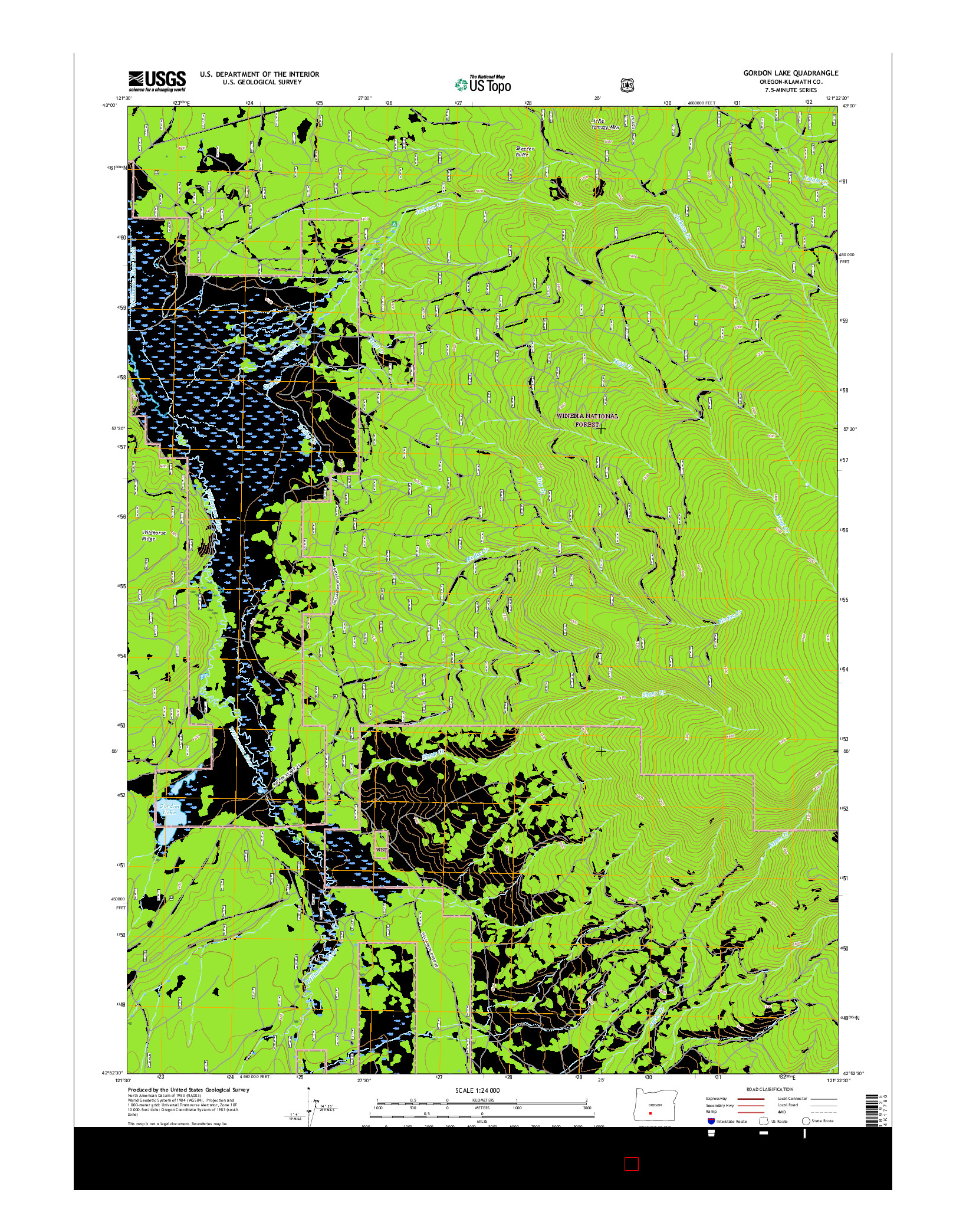 USGS US TOPO 7.5-MINUTE MAP FOR GORDON LAKE, OR 2017