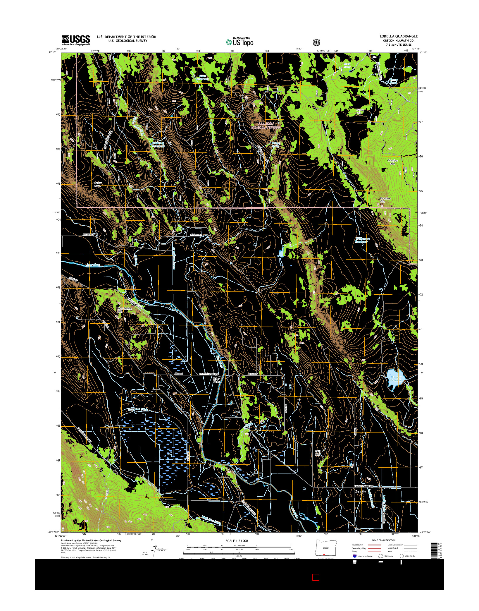 USGS US TOPO 7.5-MINUTE MAP FOR LORELLA, OR 2017