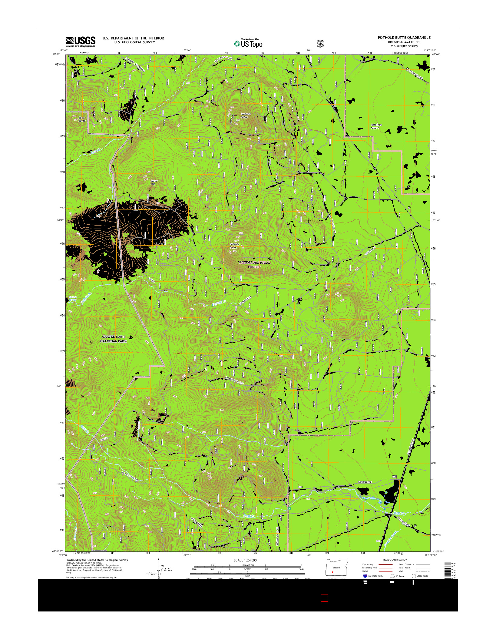 USGS US TOPO 7.5-MINUTE MAP FOR POTHOLE BUTTE, OR 2017